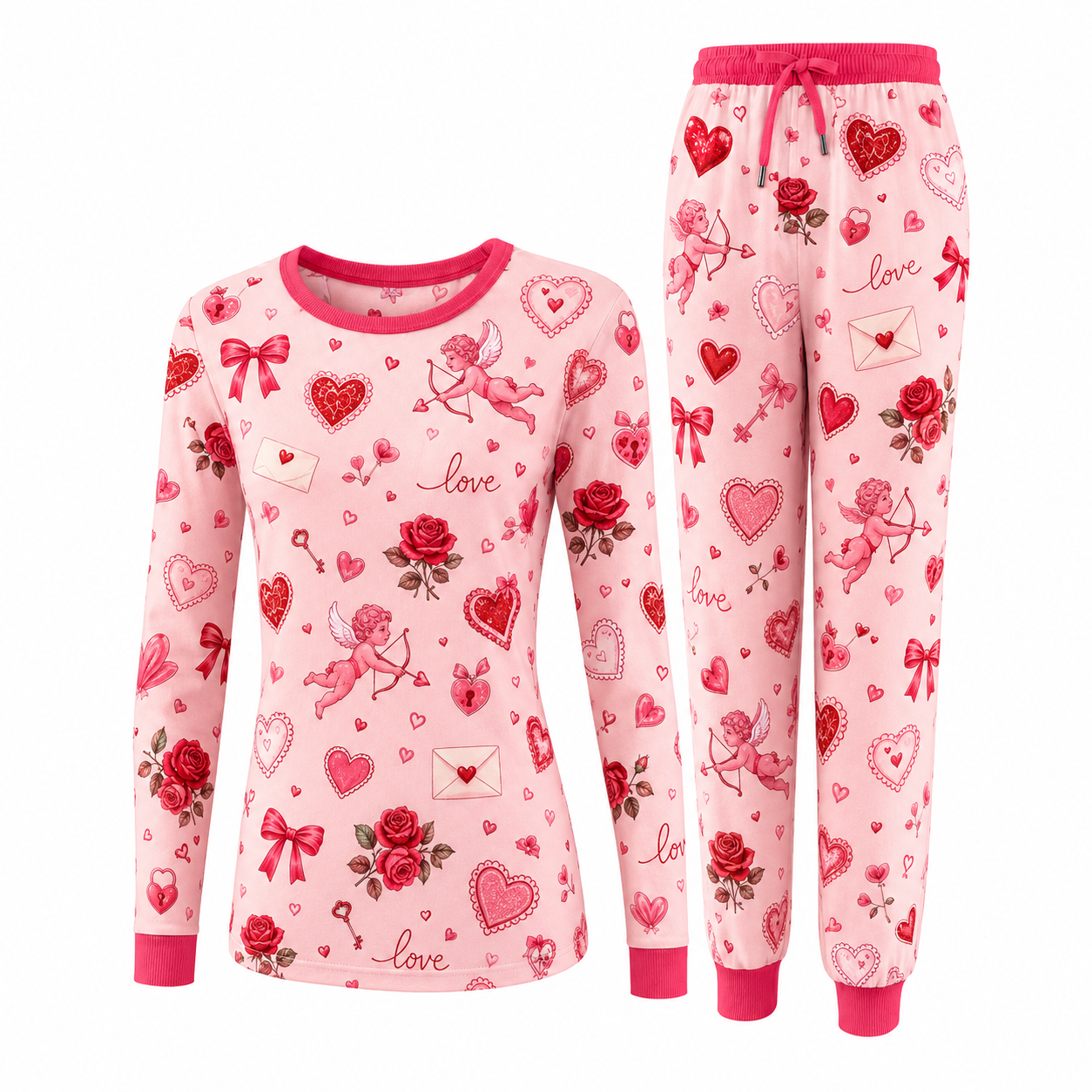 2-Piece Pet & Human Long Sleeve Pajama Set - Valentine Prints