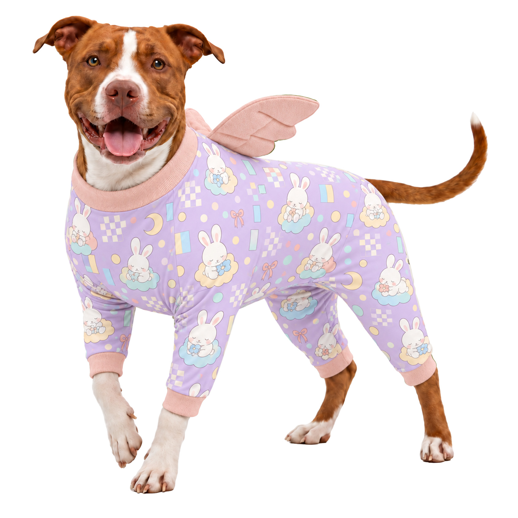 LovinPet Wing Pajamas for Large Dogs, Soft Stretch Onesie, Olive Dino