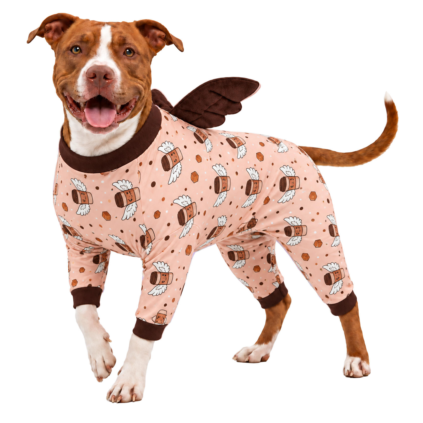 LovinPet Wing Pajamas for Large Dogs, Soft Stretch Onesie, Olive Dino