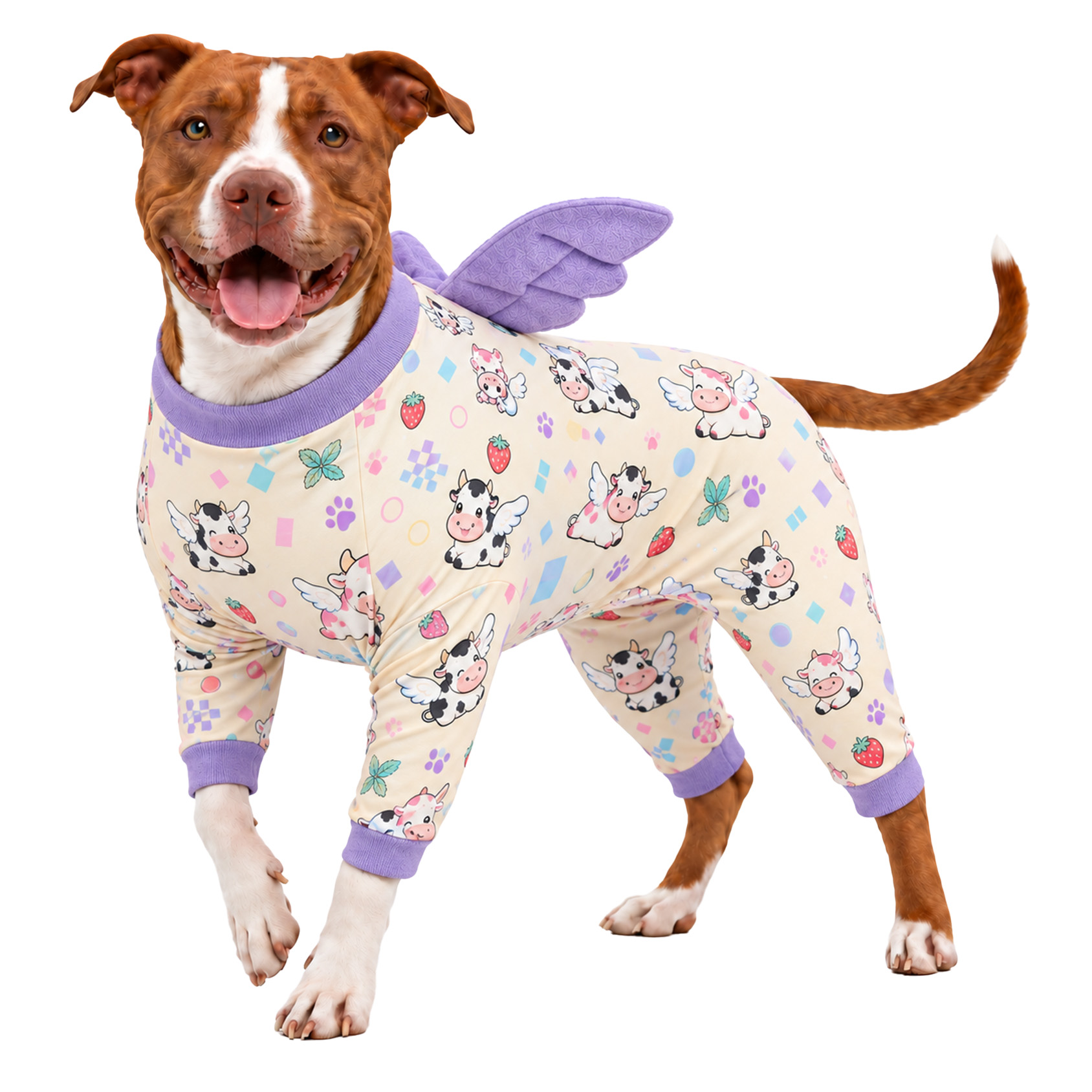 LovinPet Wing Pajamas for Large Dogs, Soft Stretch Onesie, Olive Dino