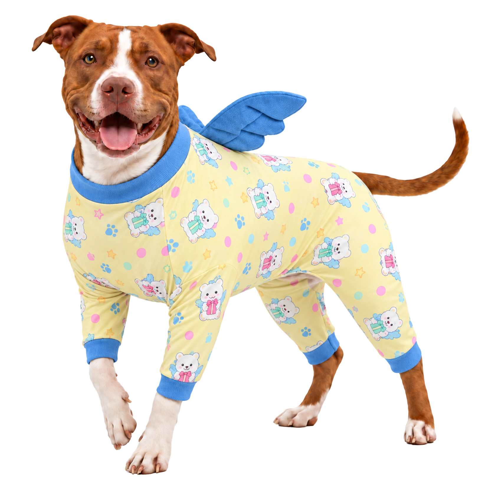 LovinPet Wing Pajamas for Large Dogs, Soft Stretch Onesie, Olive Dino
