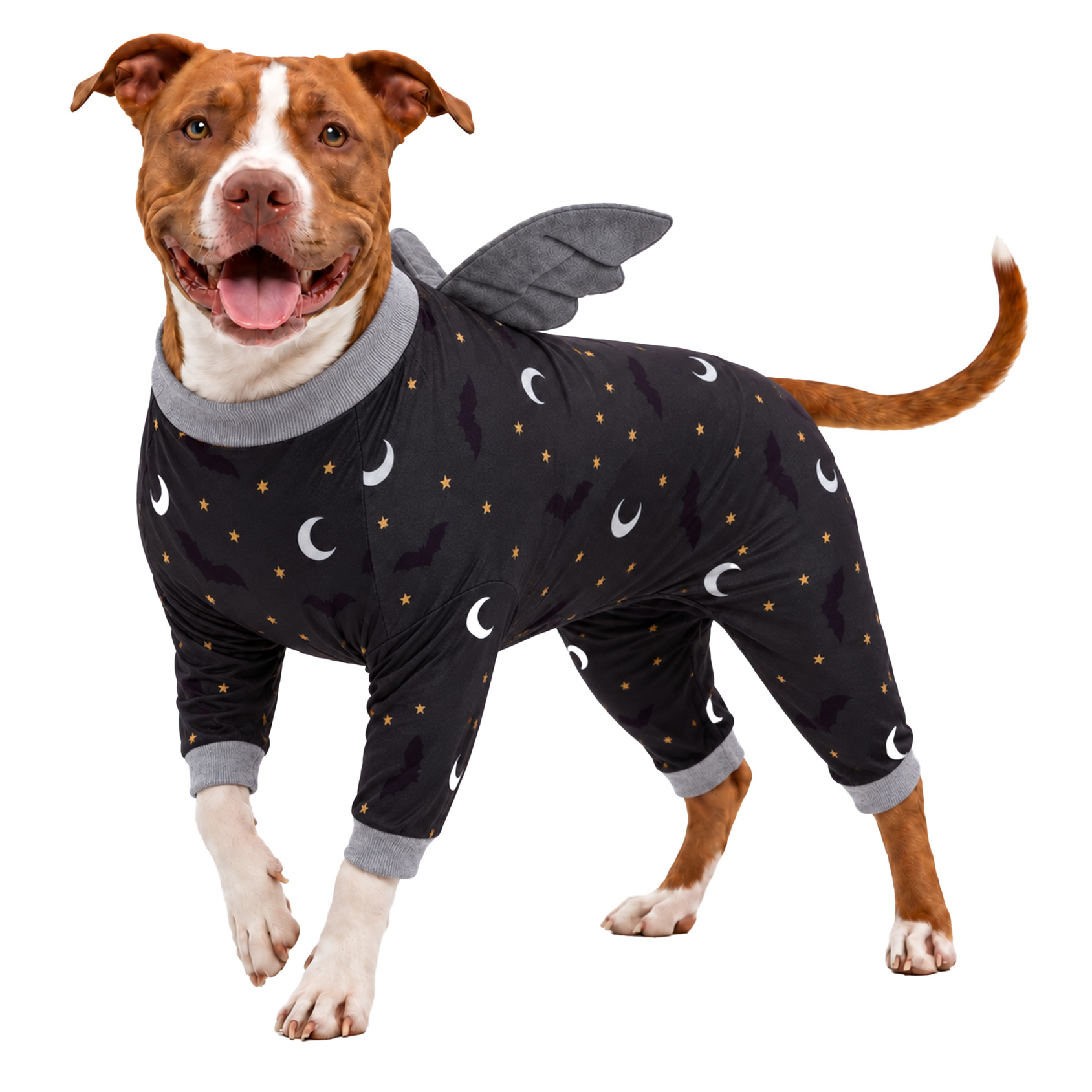 LovinPet Wing Pajamas for Large Dogs, Soft Stretch Onesie, Olive Dino