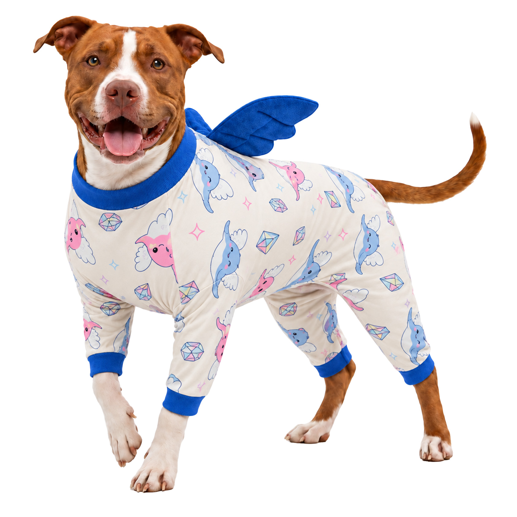 LovinPet Wing Pajamas for Large Dogs, Soft Stretch Onesie, Olive Dino