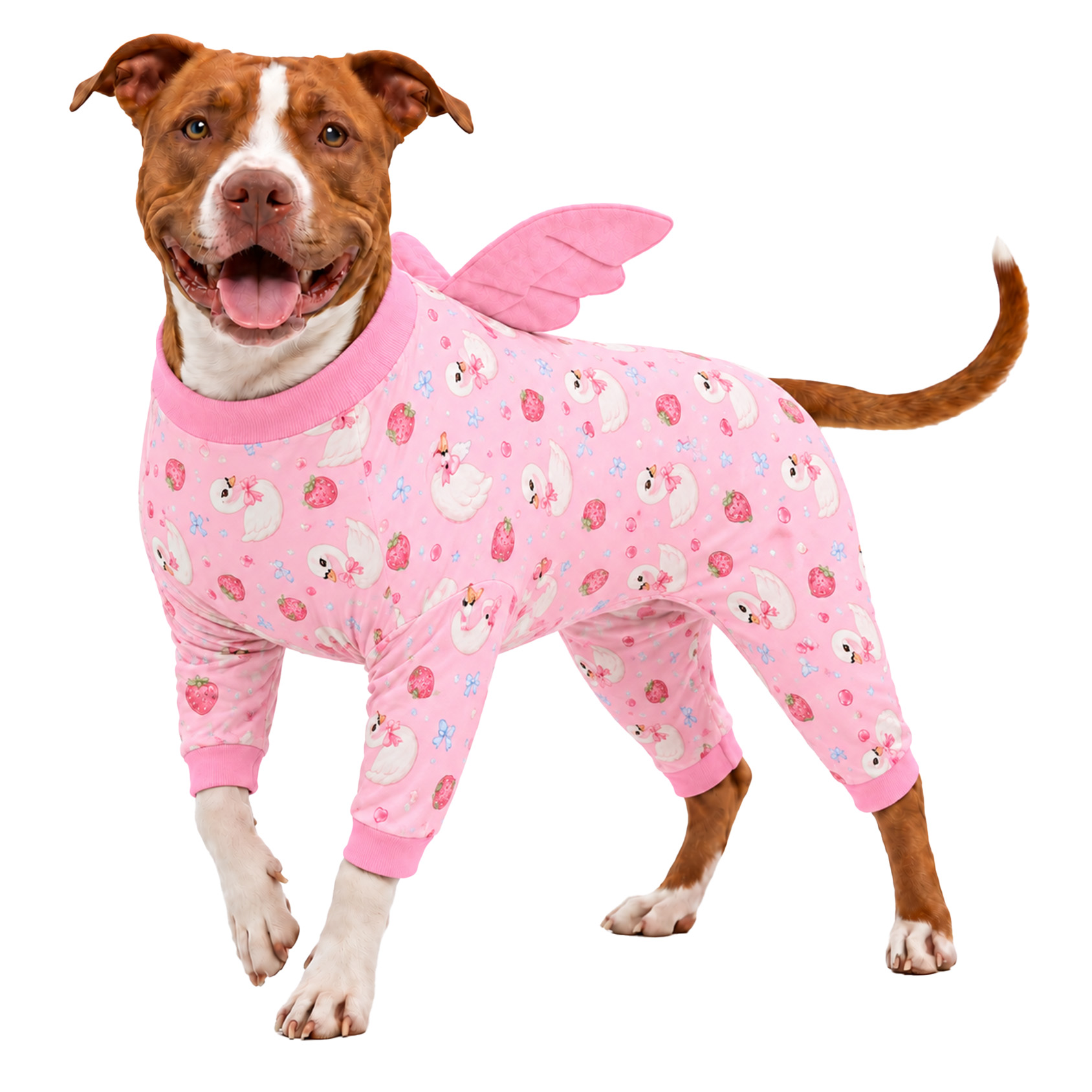 LovinPet Wing Pajamas for Large Dogs, Soft Stretch Onesie, Olive Dino