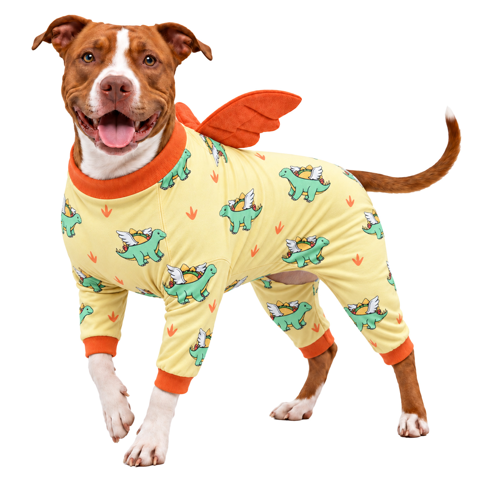 LovinPet Large Dog Pajamas with Wings, Black Bear Print, Sky Blue