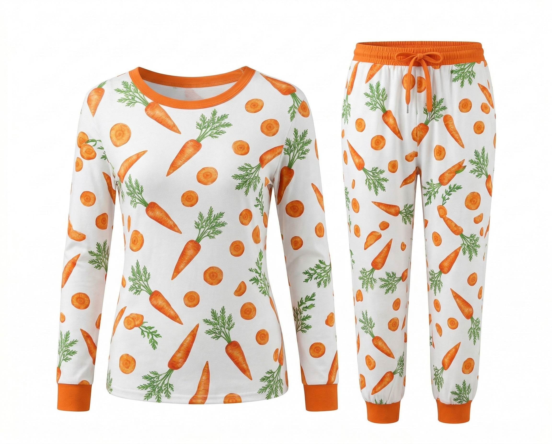 2-Piece Pet & Human Long Sleeve Pajama Set, Fruit & Veggie Print