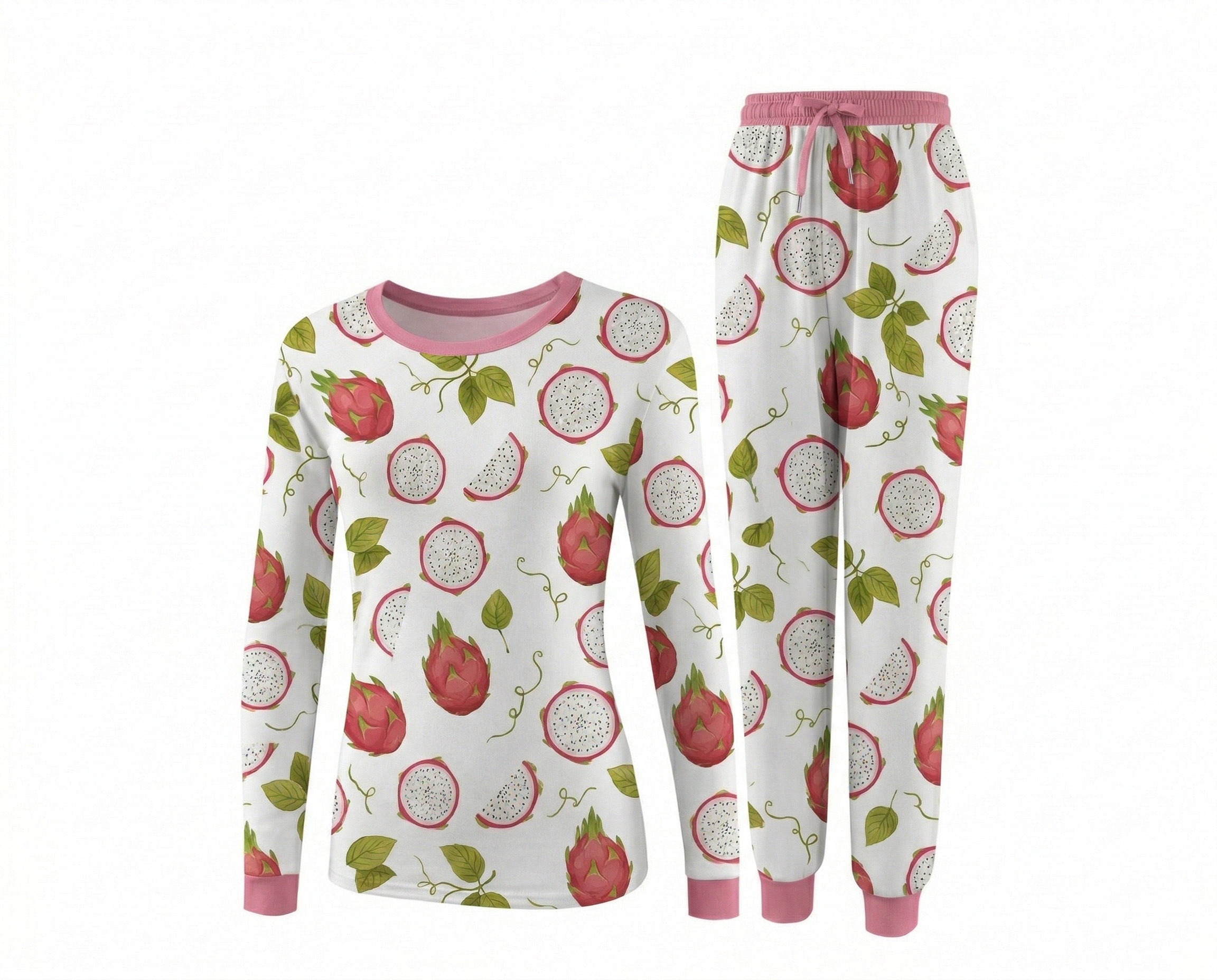 2-Piece Pet & Human Long Sleeve Pajama Set, Fruit Print