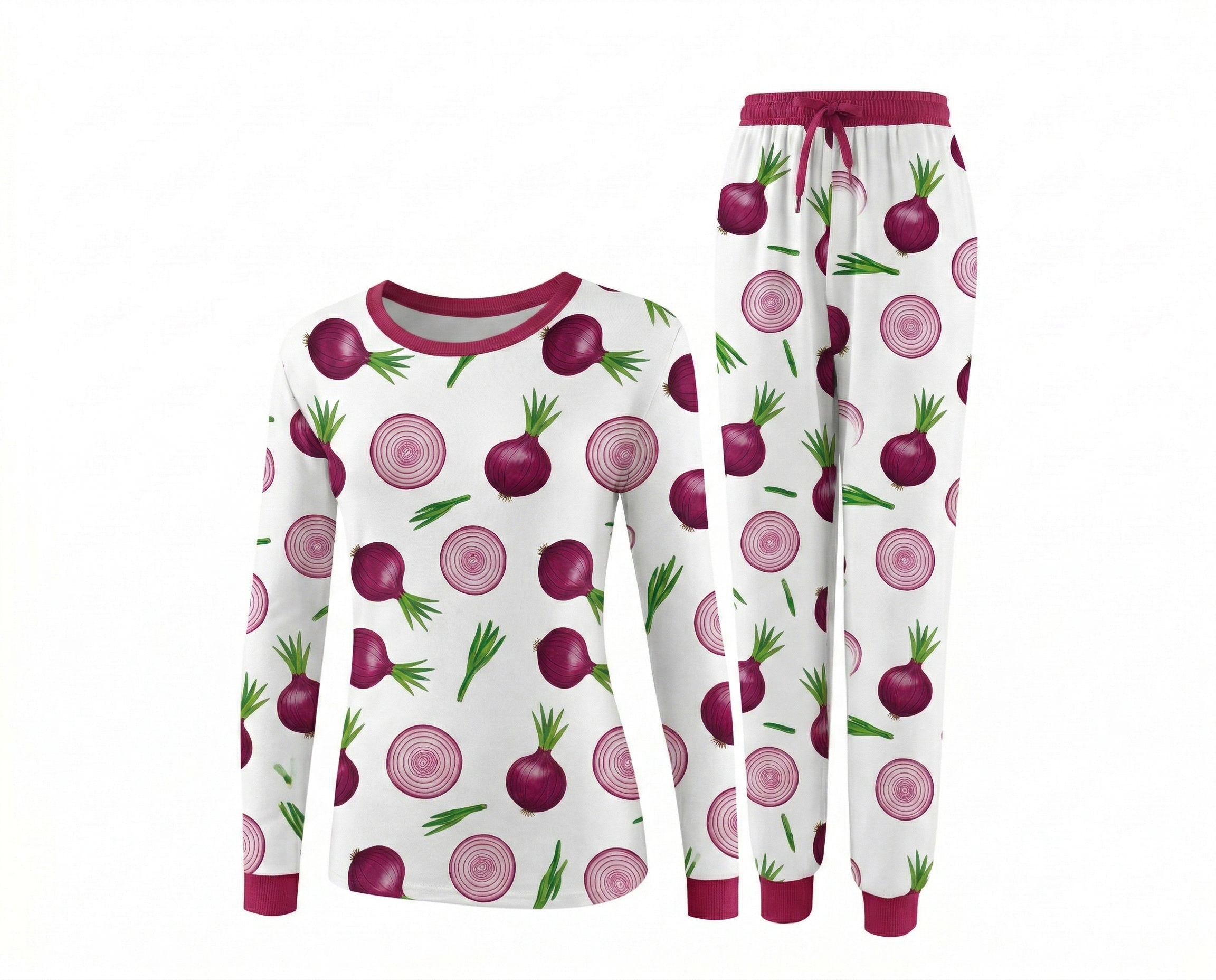 2-Piece Pet & Human Long Sleeve Pajama Set, Fruit & Veggie Print