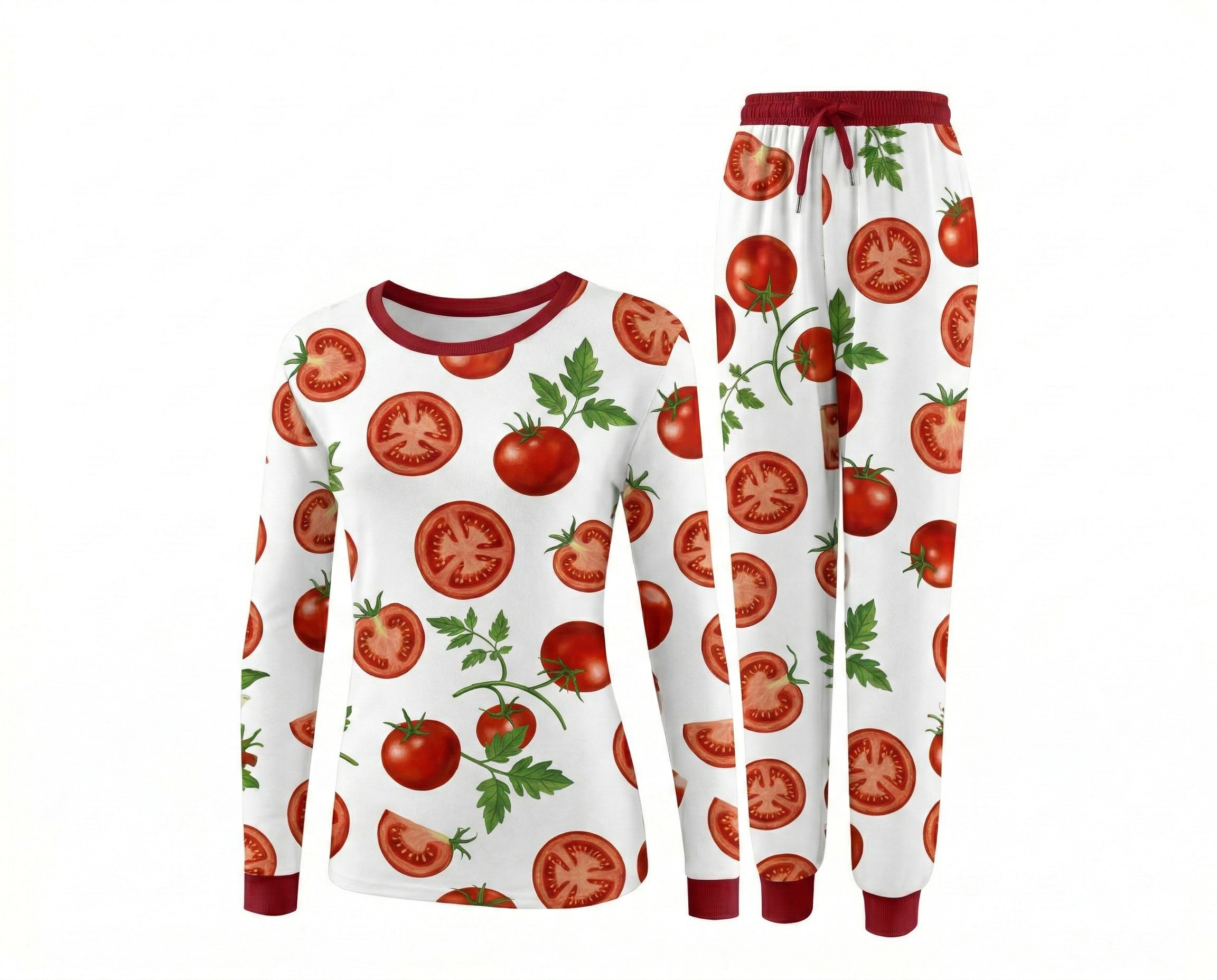 2-Piece Pet & Human Long Sleeve Pajama Set, Fruit & Veggie Print