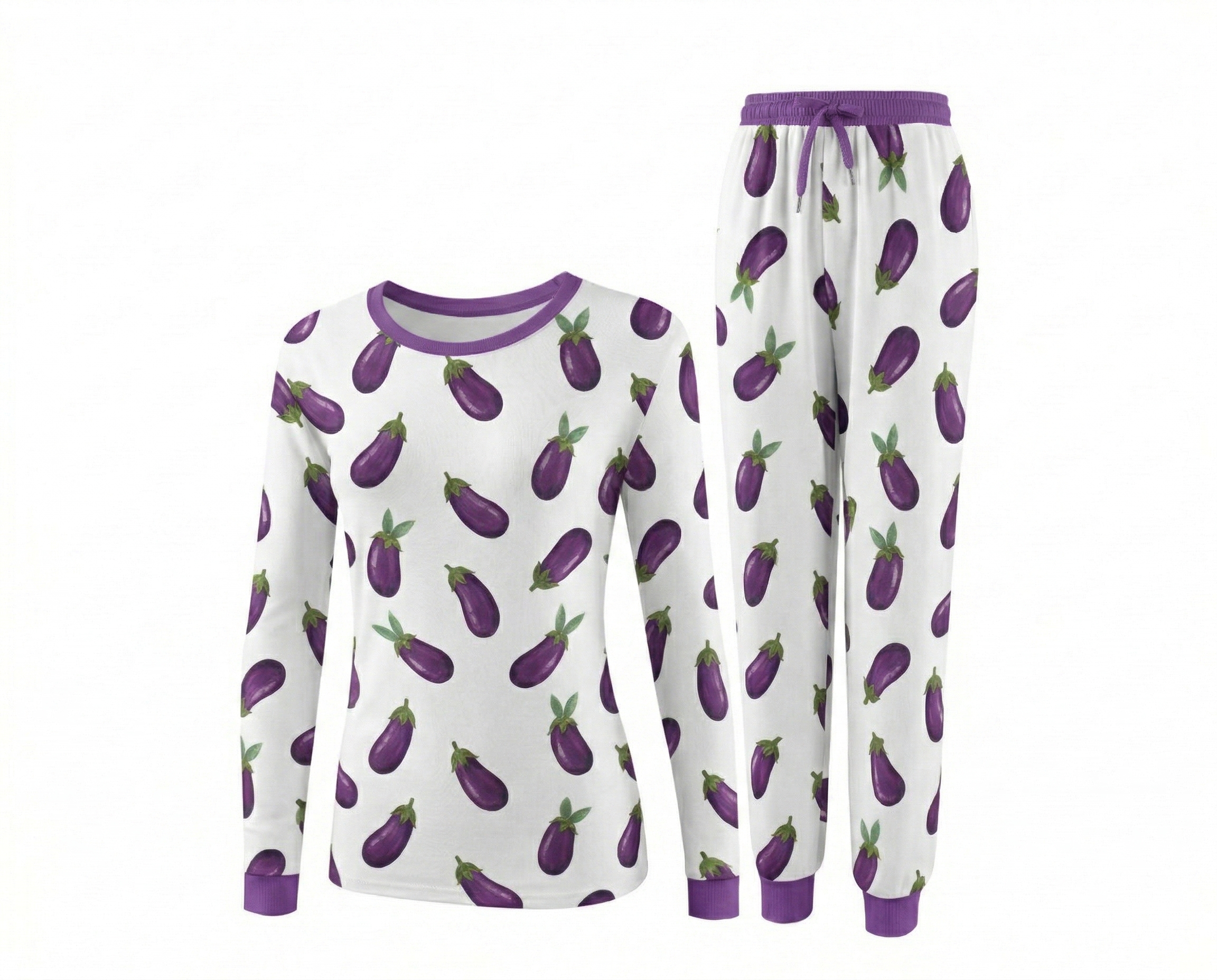 2-Piece Pet & Human Long Sleeve Pajama Set, Fruit & Veggie Print