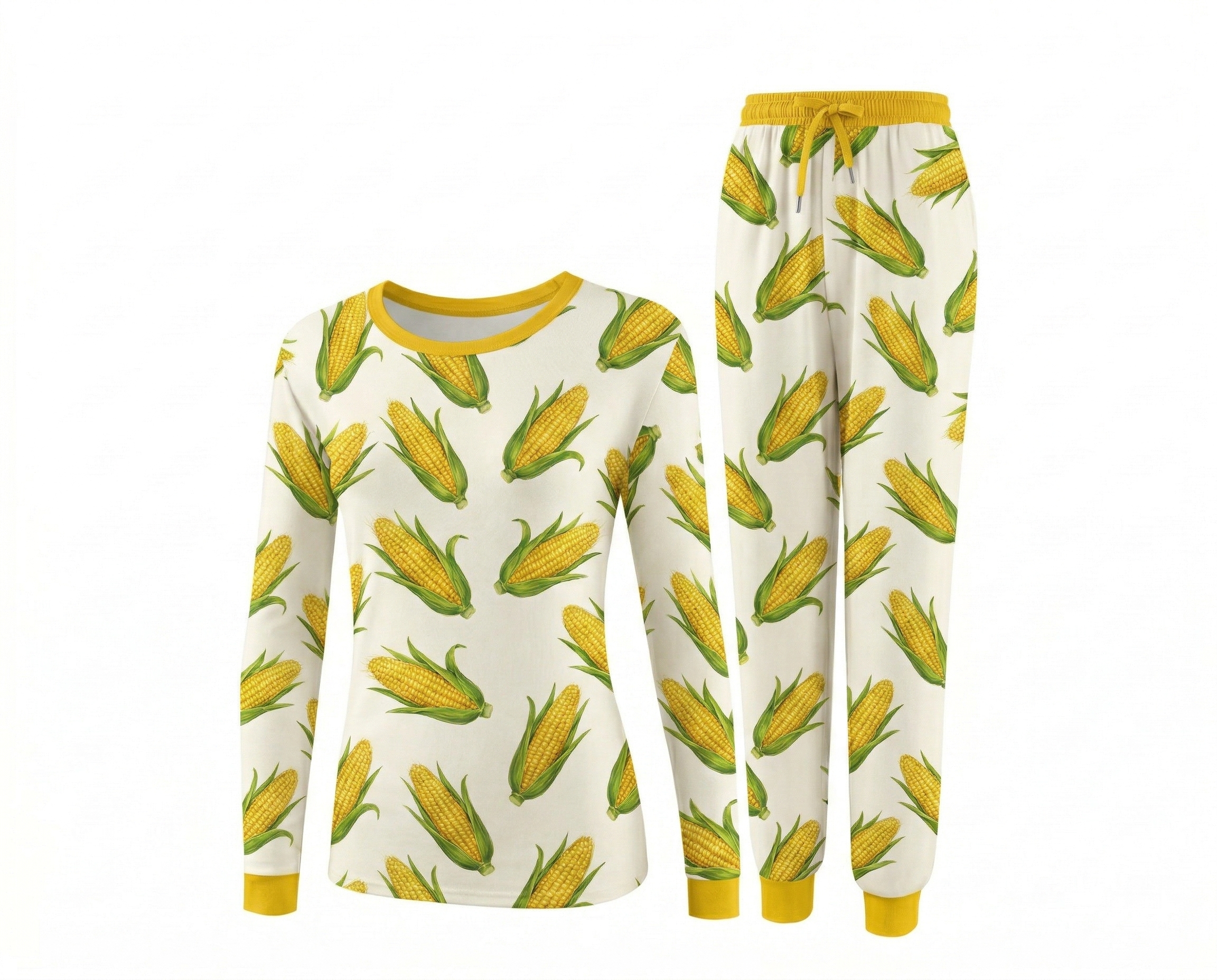 2-Piece Pet & Human Long Sleeve Pajama Set, Fruit & Veggie Print