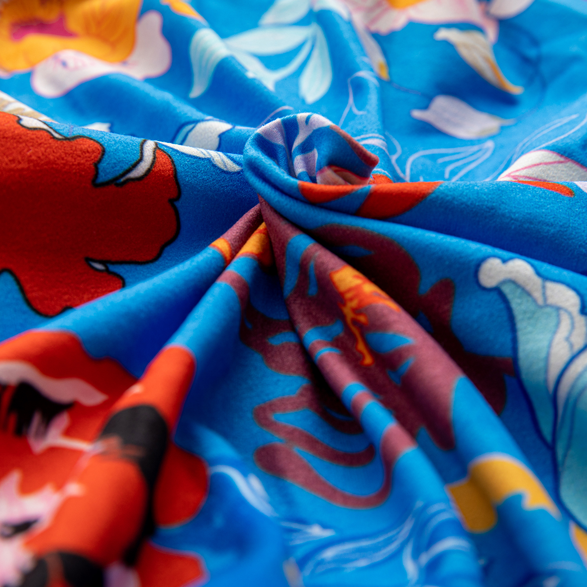 LovinPet Large Dog Pajamas Onesie - Bold Floral Design on Blue