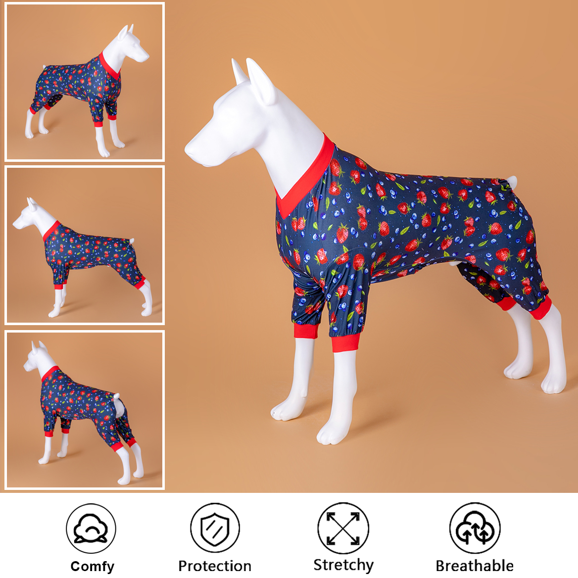 LovinPet Large Dog Post Recovery Suit - Little Roses Floral Pattern