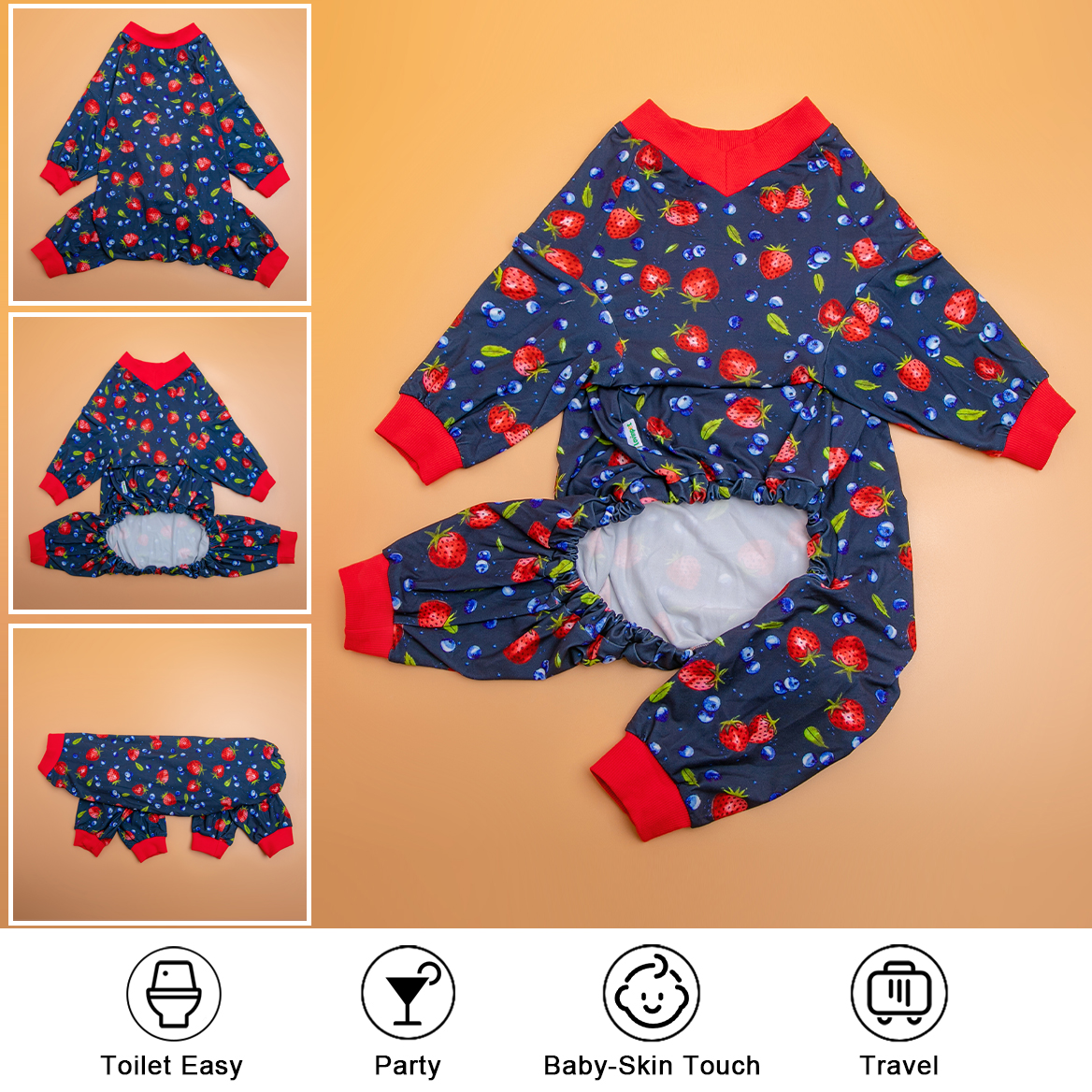 LovinPet Large Dog Post Recovery Suit - Little Roses Floral Pattern