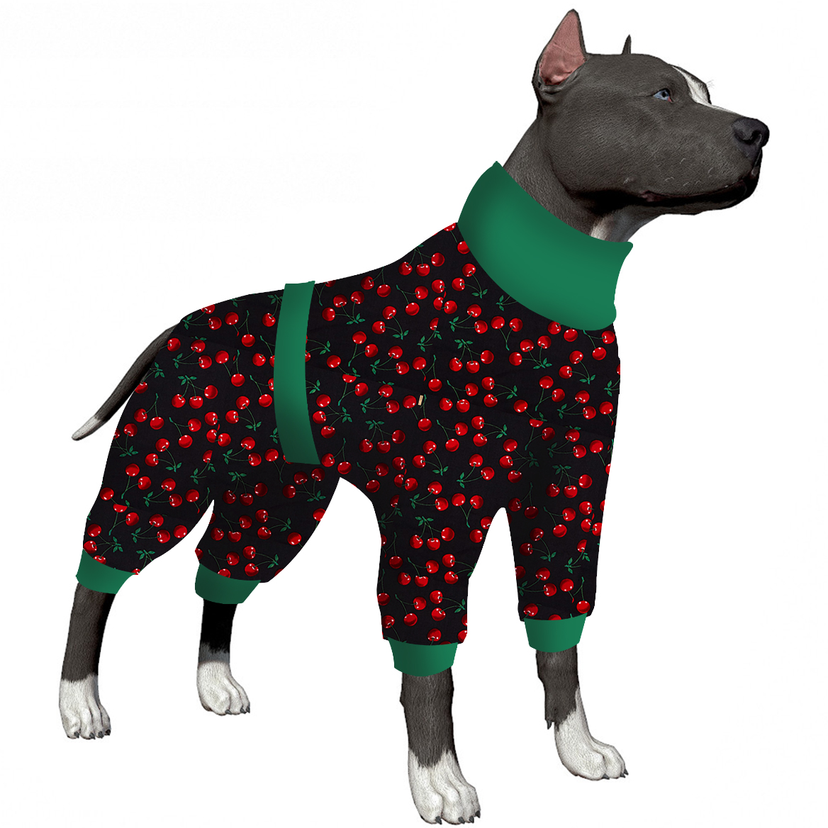 LovinPet Large Dog Pajamas Onesie - Cherry Pattern Sleepwear for Big Dogs