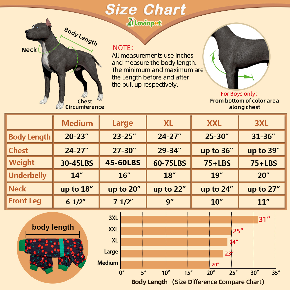 LovinPet Large Dog Pajamas Onesie - Cherry Pattern Sleepwear for Big Dogs