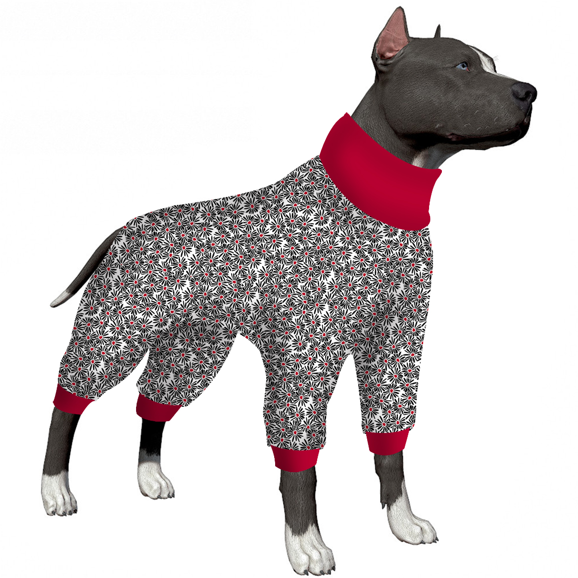 Black Daisy Dog Recovery Suit Full-Body Post-Surgery Comfort