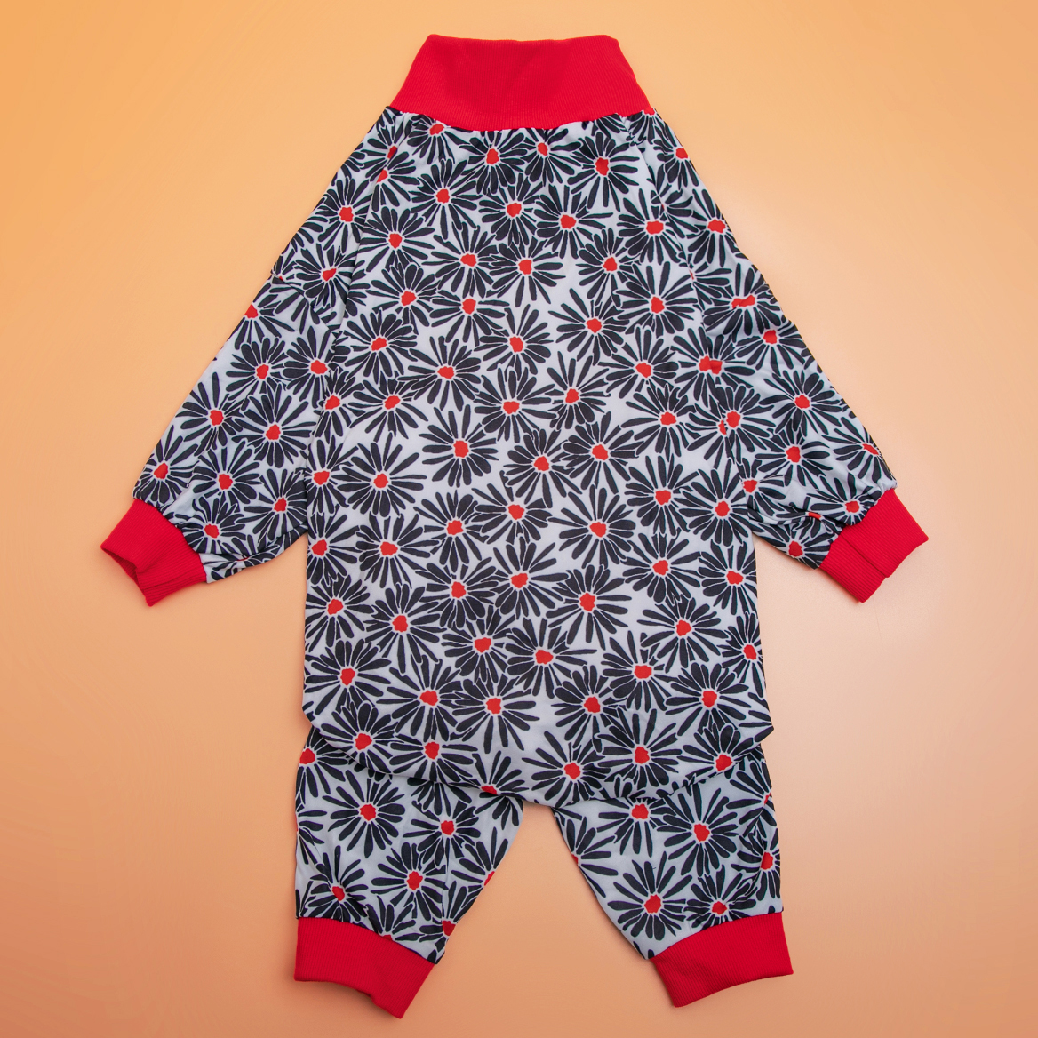 Black Daisy Dog Recovery Suit Full-Body Post-Surgery Comfort