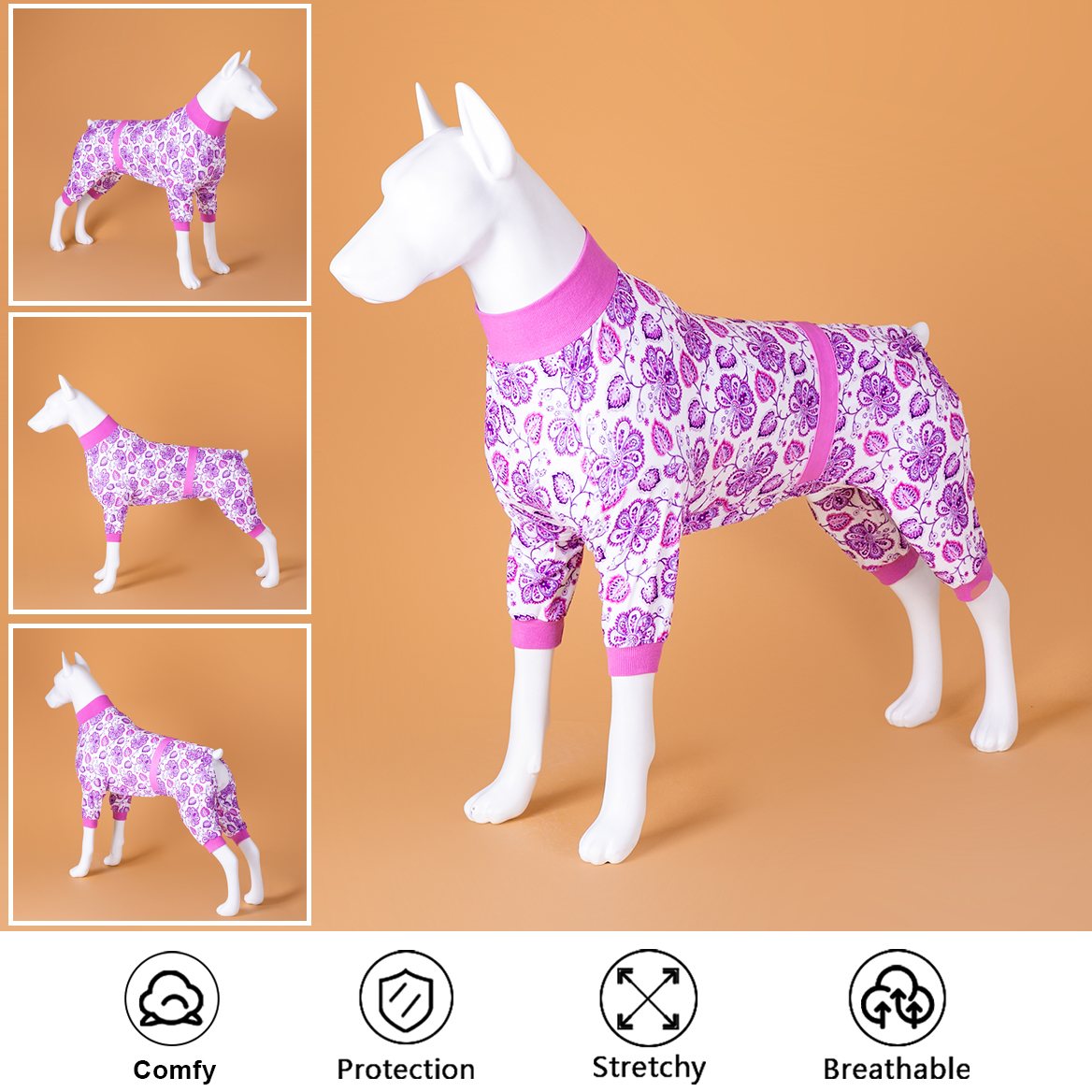 Comfortable Full-Body Dog Onesie - Surgical & Belly Protection Dog Pajamas