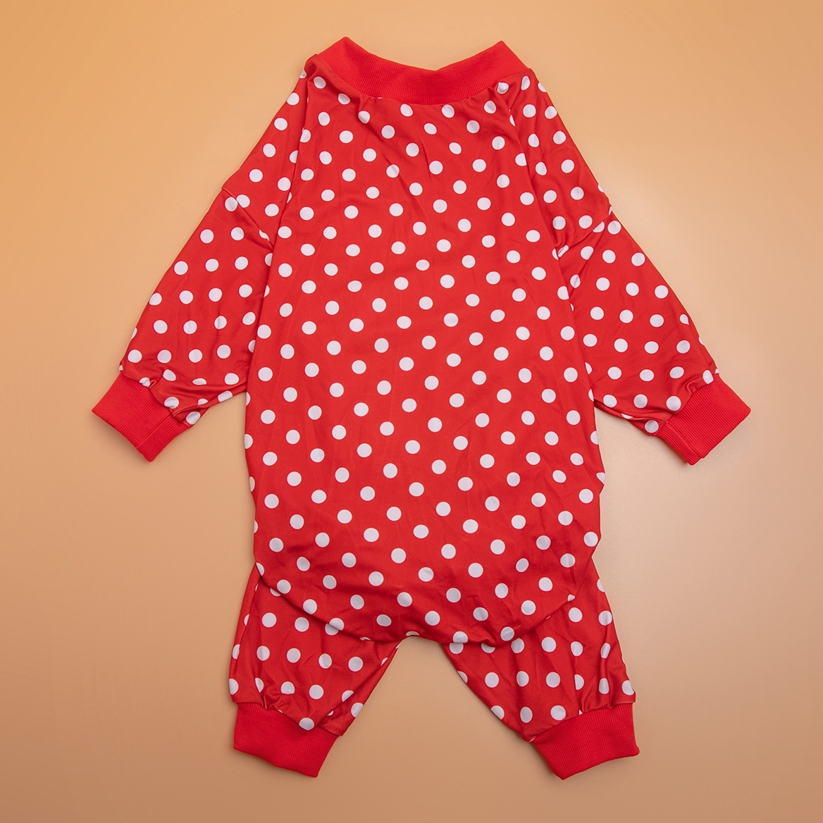 Red Polka Dot Full-Body Dog Recovery Onesie Pajamas for Large Breeds