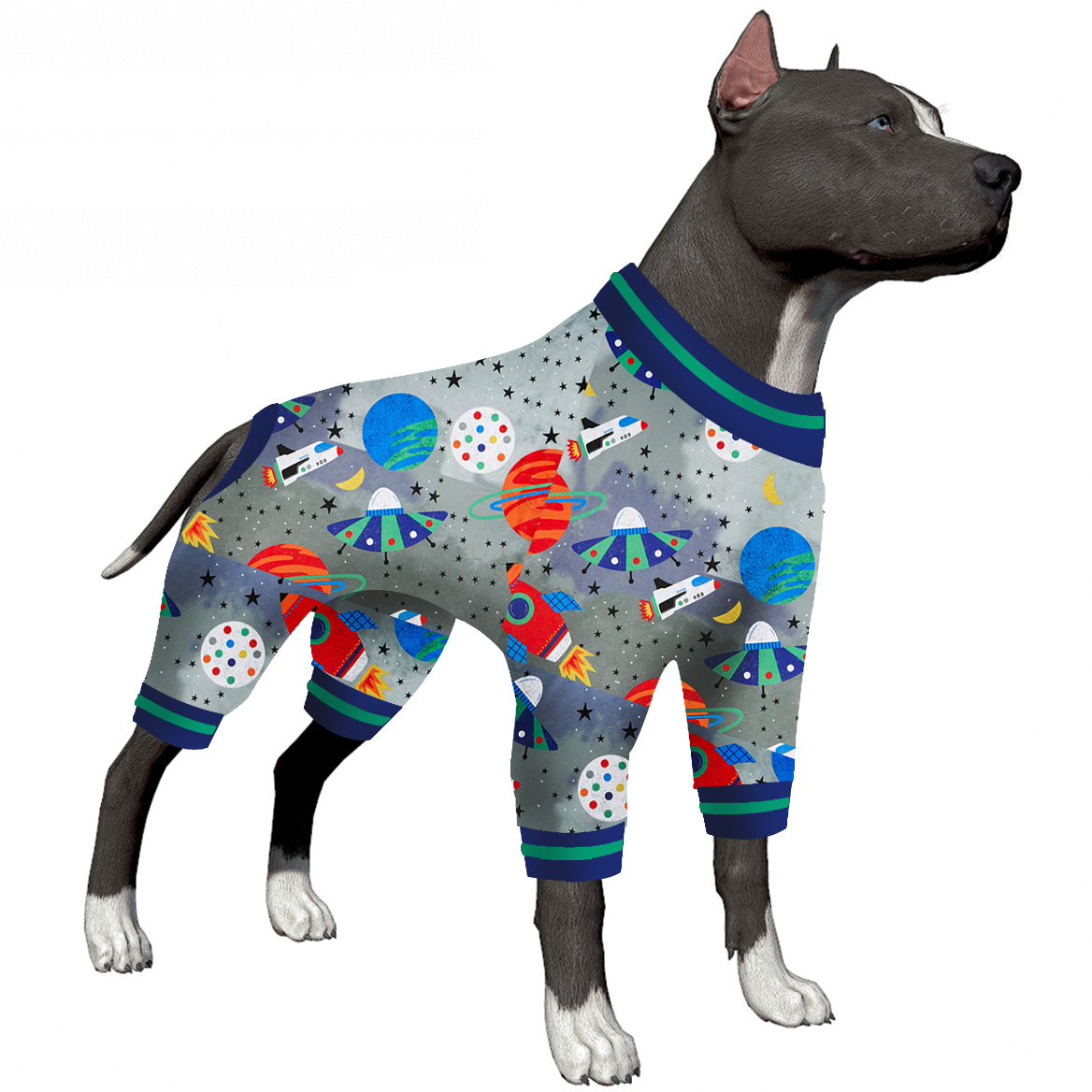 LovinPet Large Dog Post Recovery Suit - Space Adventure Theme