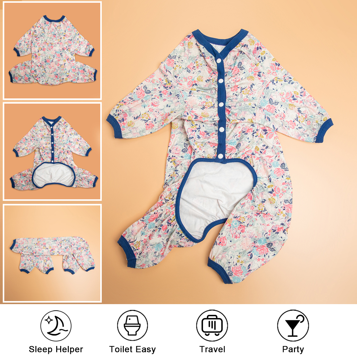 LovinPet Large Dog Pajamas Onesie - Soft Floral Elegance