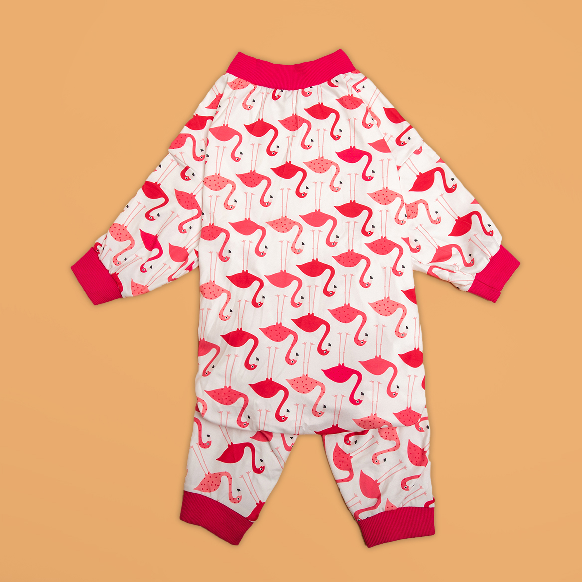 LovinPet Big Dog Recovery Suit Pajama Onesie - Red Flamingo Pattern