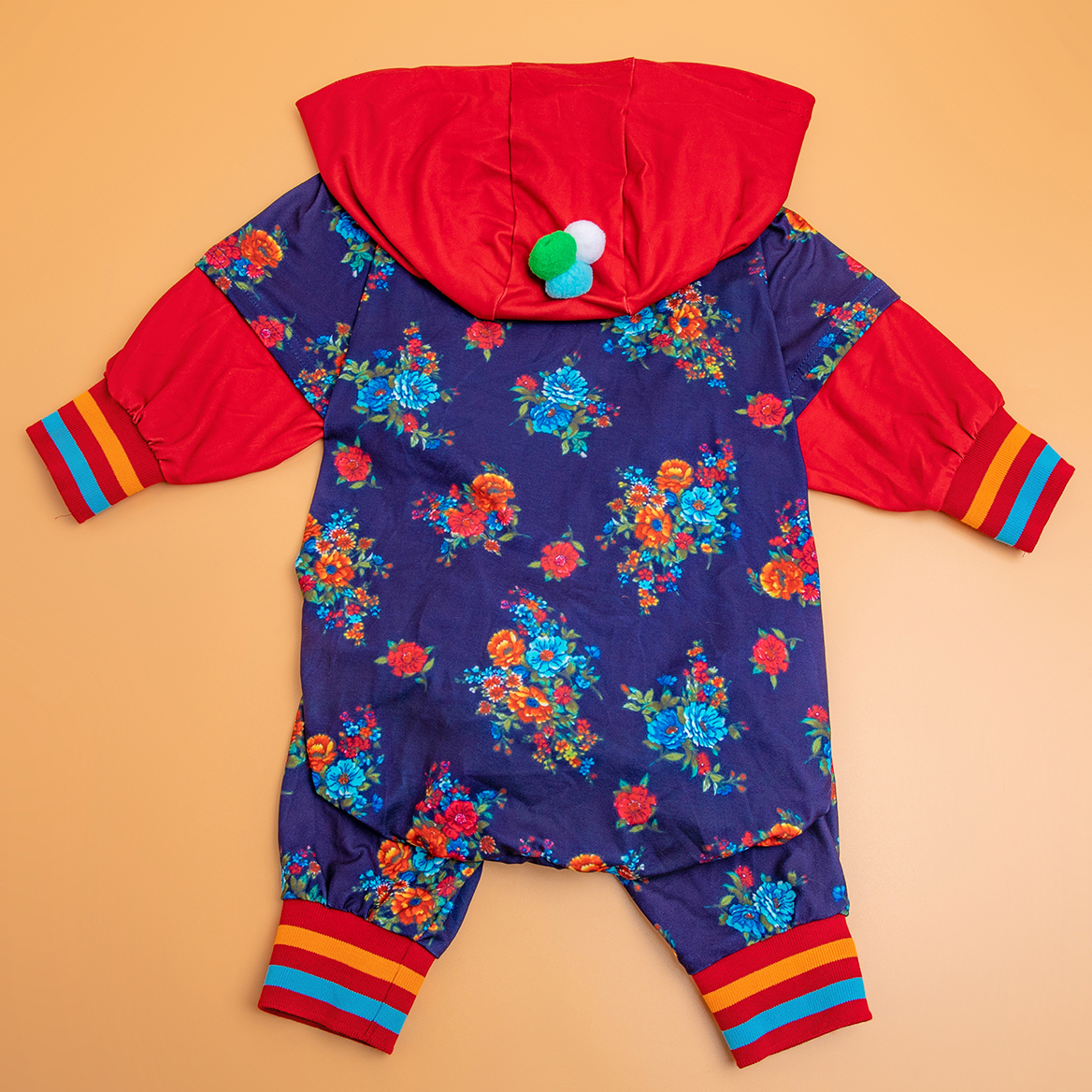 LovinPet Large Dog Post Recovery Hoodies - Bold Floral & Pom-Pom Design