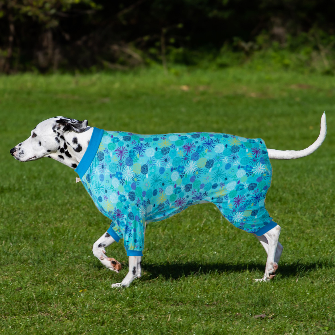 LovinPet Dog Recovery Suit Pajama Onesie - Sea-Blue Coral Pattern