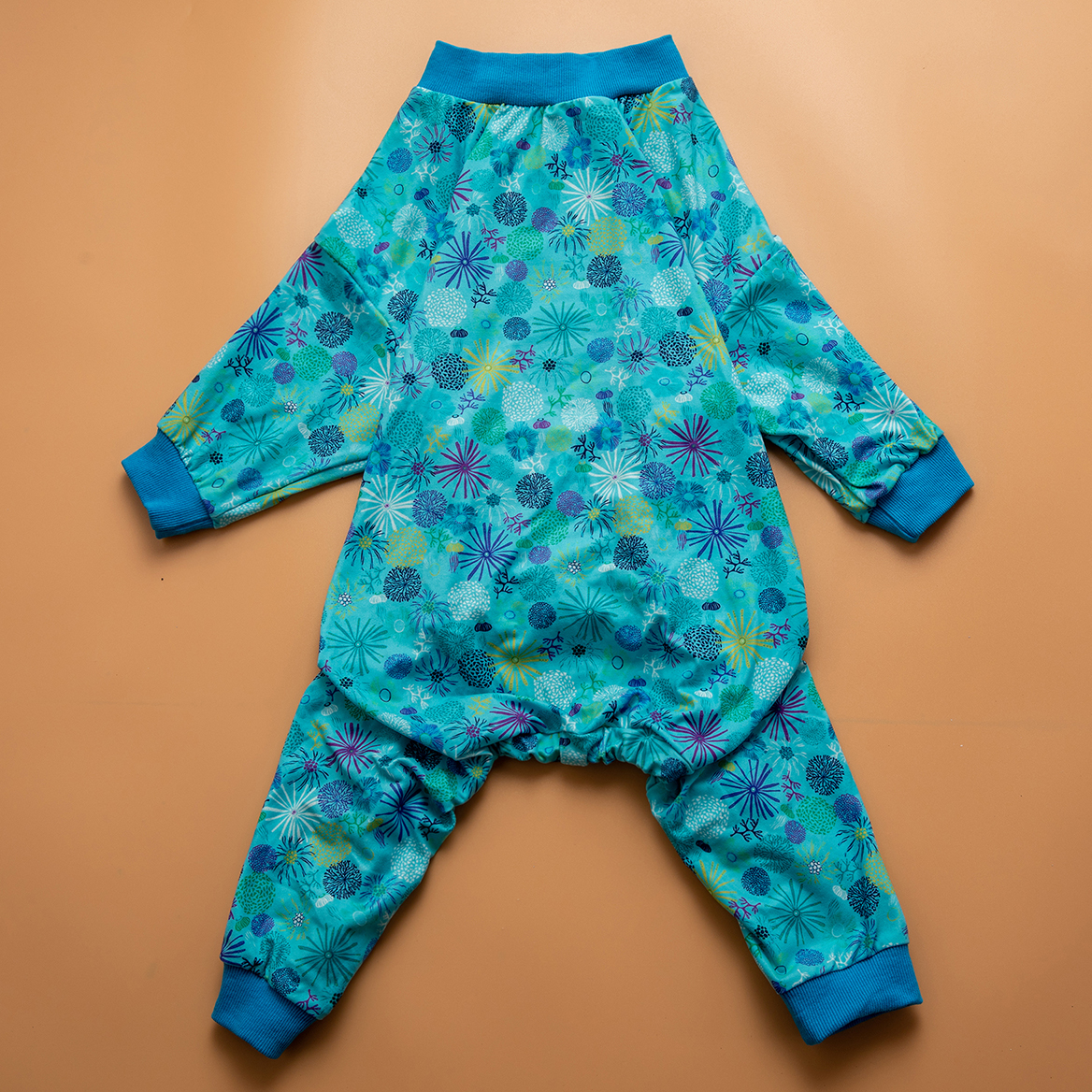 LovinPet Dog Recovery Suit Pajama Onesie - Sea-Blue Coral Pattern