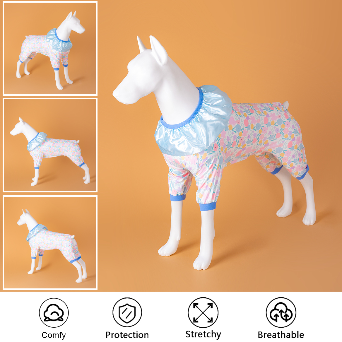 LovinPet Full-Body Belly Protection Large Dog Pajama Onesie for Post-Surgery Recovery