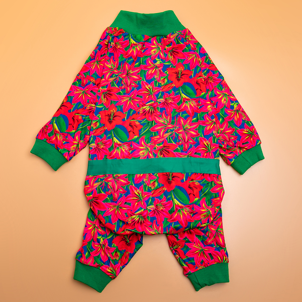 LovinPet Large Dog Pajamas Onesie - Tropical Floral Lily Sleepwear for Big Dogs