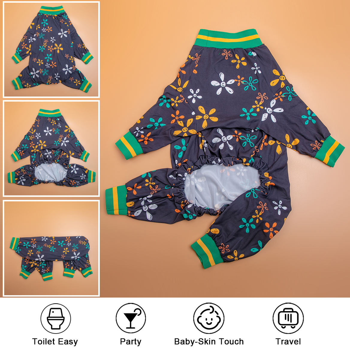 Stylish Floral Dog Onesie - Comfortable Full-Body Protection for Large Dogs