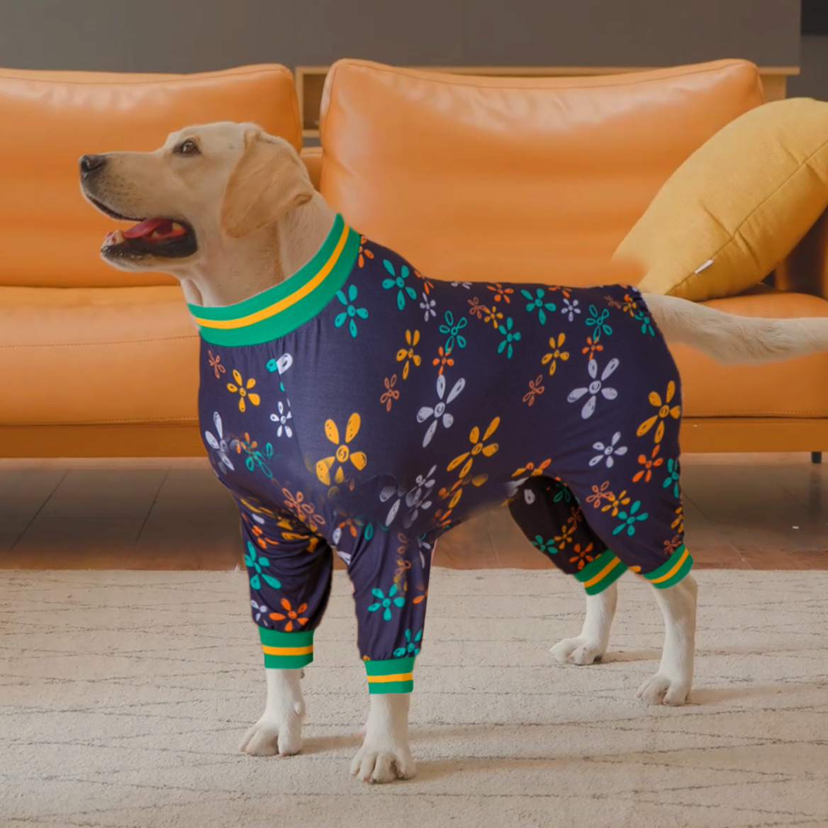 Stylish Floral Dog Onesie - Comfortable Full-Body Protection for Large Dogs