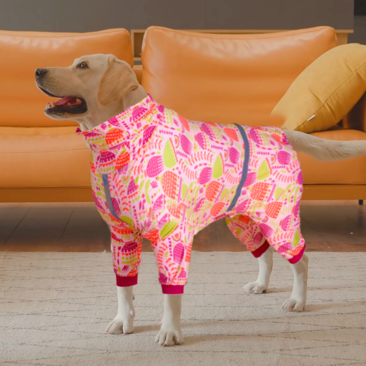 LovinPet Large Dog Pajamas Onesie - Colorful Tulip Floral Sleepwear for Big Dogs
