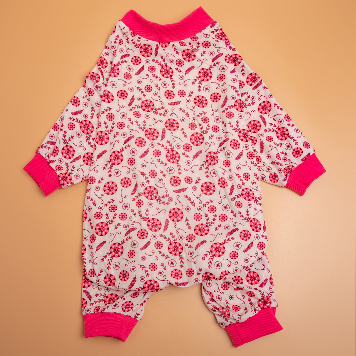 LovinPet Large Dog Post Recovery Suit - Pink Floral Pattern