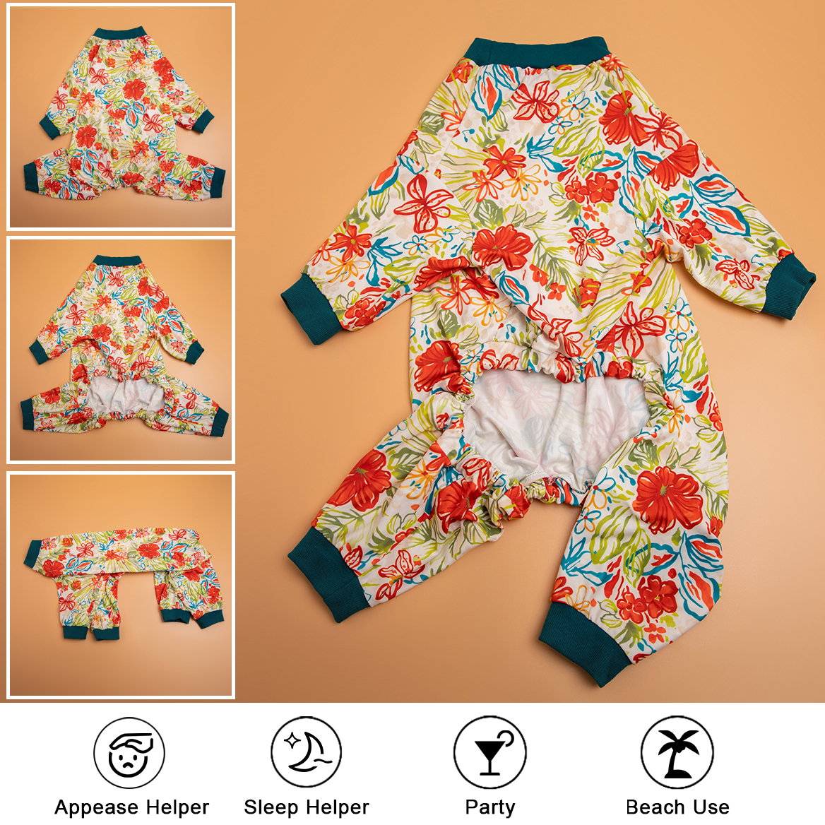 Wild Floral Pattern Dog Recovery Suit Full-Body Post-Surgery Comfort
