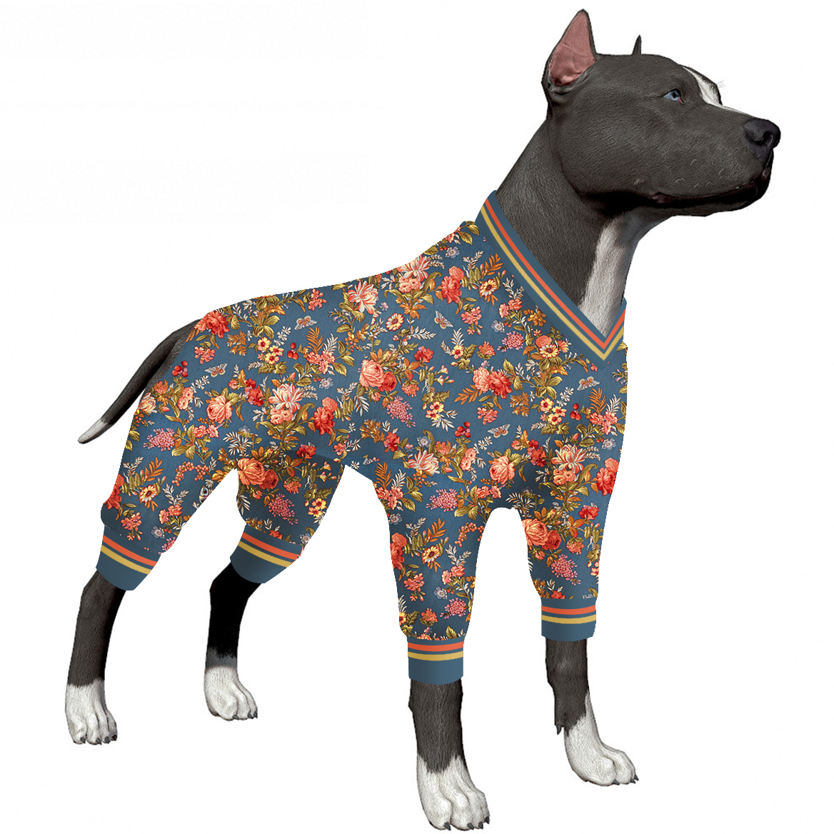 LovinPet Large Dog Pajamas Onesie - Vintage Wild Floral Design for Cozy Comfort