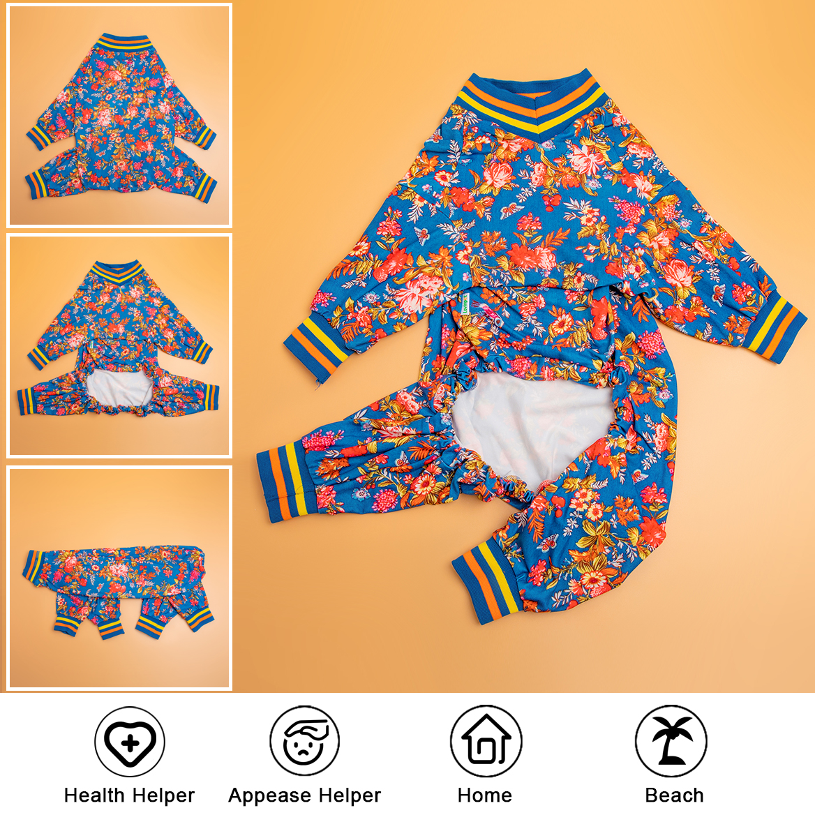 LovinPet Large Dog Pajamas Onesie - Vintage Wild Floral Design for Cozy Comfort