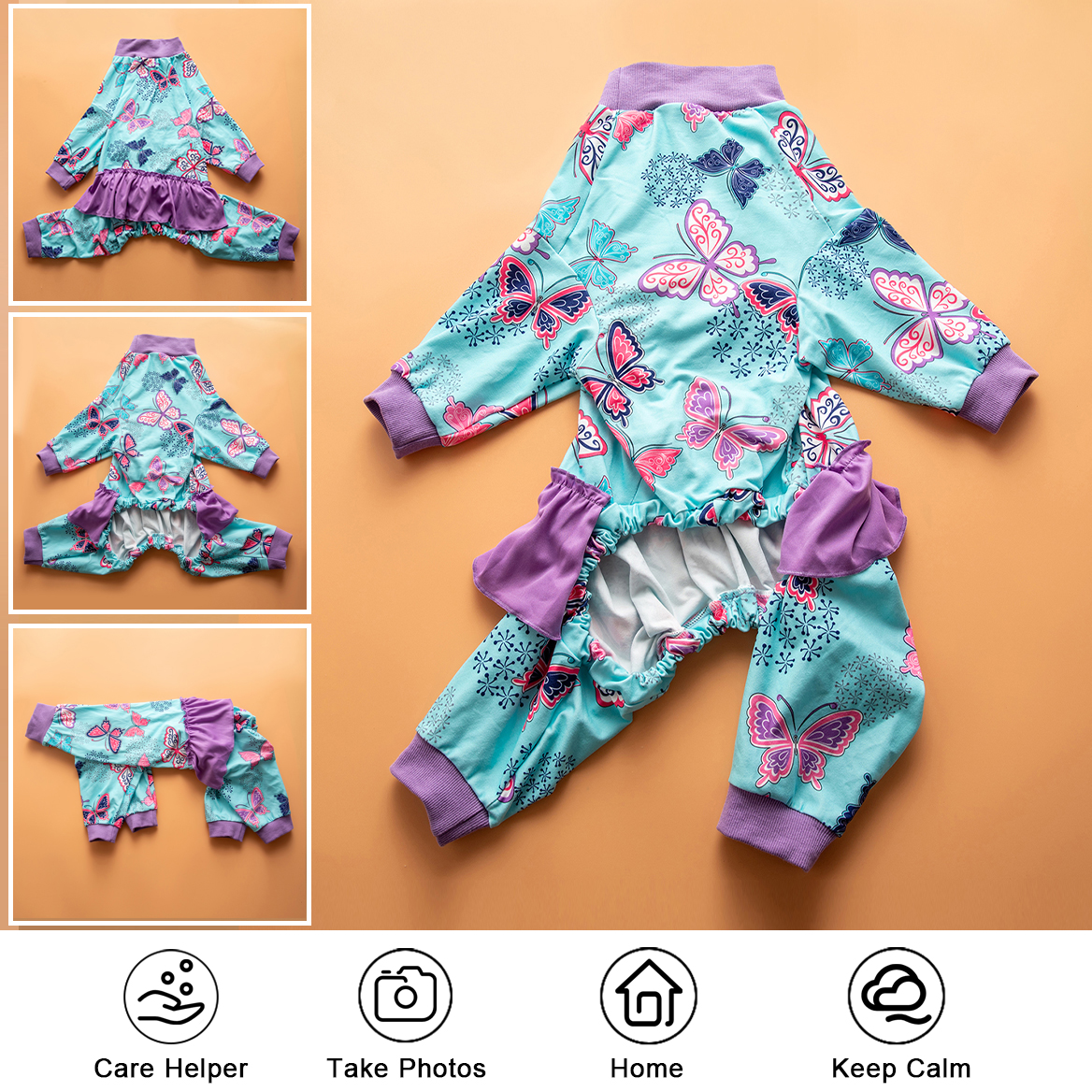 Big Dog Recovery Onesie Pajama with Skirt - Butterfly Print