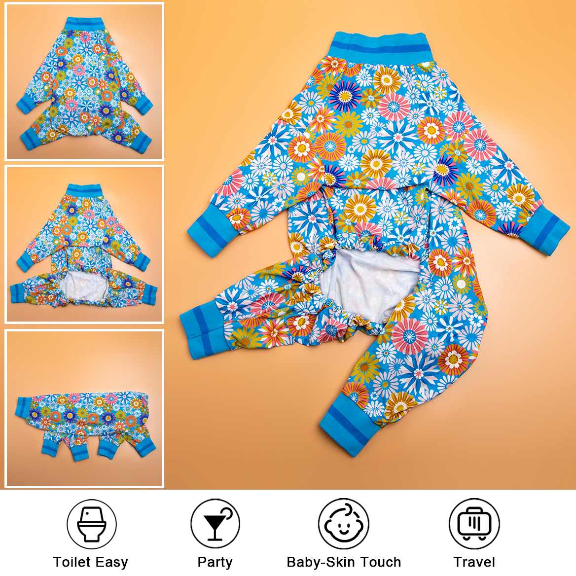 LovinPet Large Dog Post Recovery Suit - Abstract Oil Painting Floral Pattern