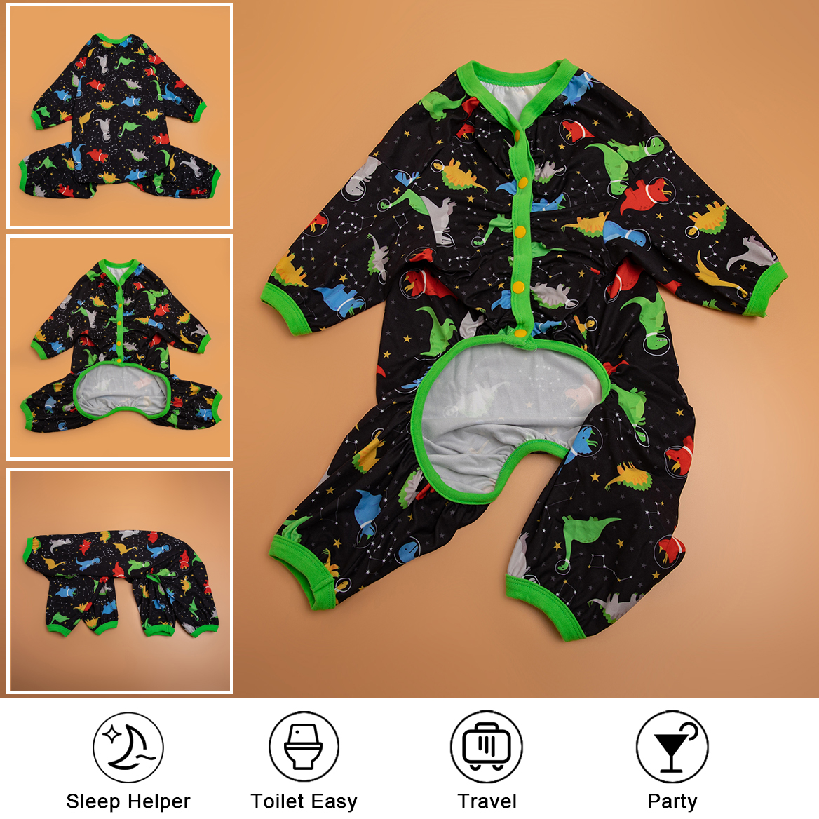 Horoscope Dinosaur Pattern Dog Recovery Suit Full-Body Post-Surgery Protection