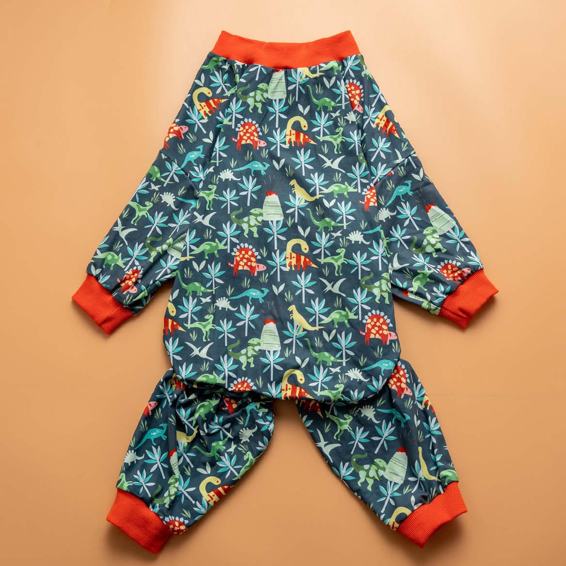 LovinPet Large Dog Pajamas Onesie - Dinosaur & Flower Design