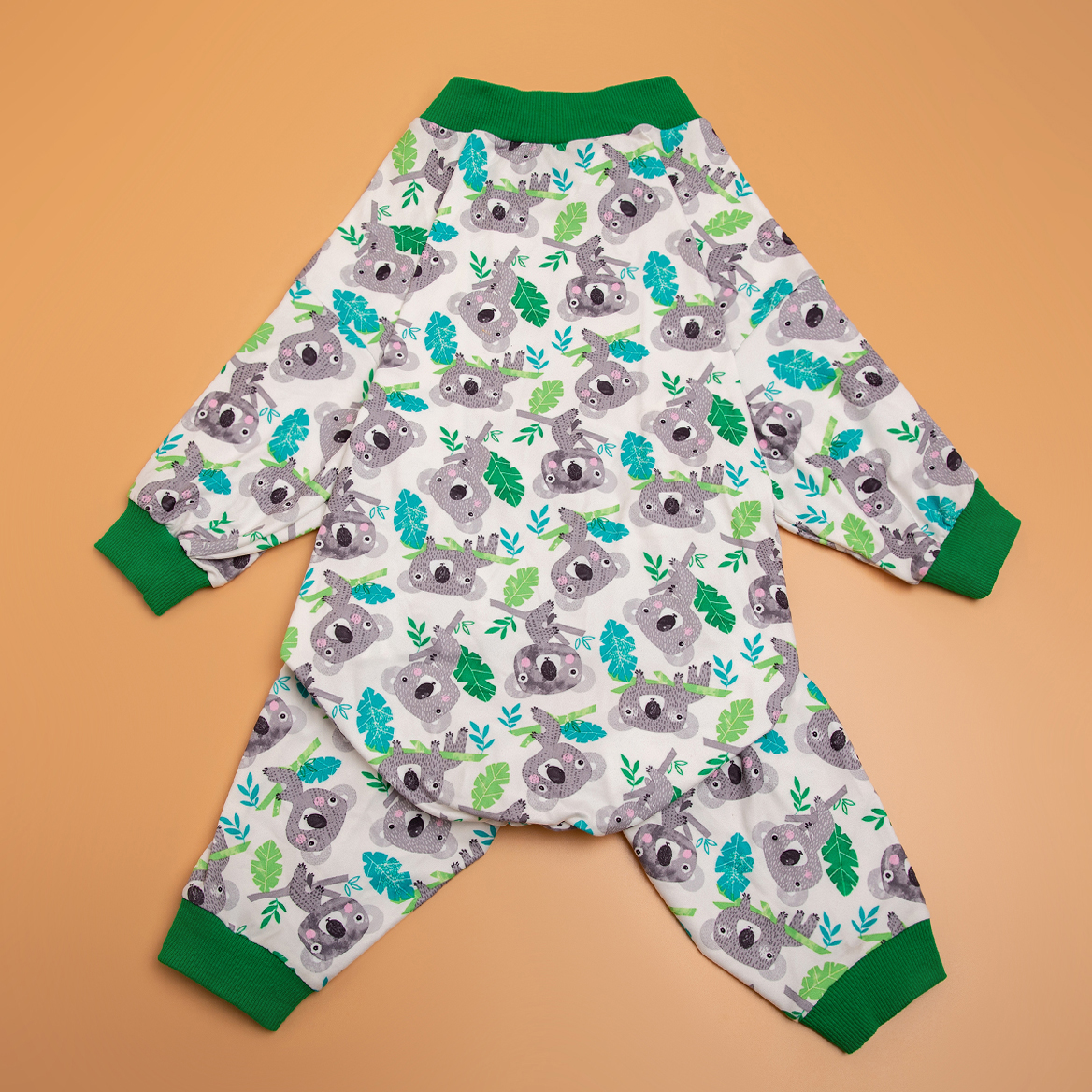 LovinPet Large Dog Post Recovery Suit - Adorable Koala and Leaf Design with Green Trim
