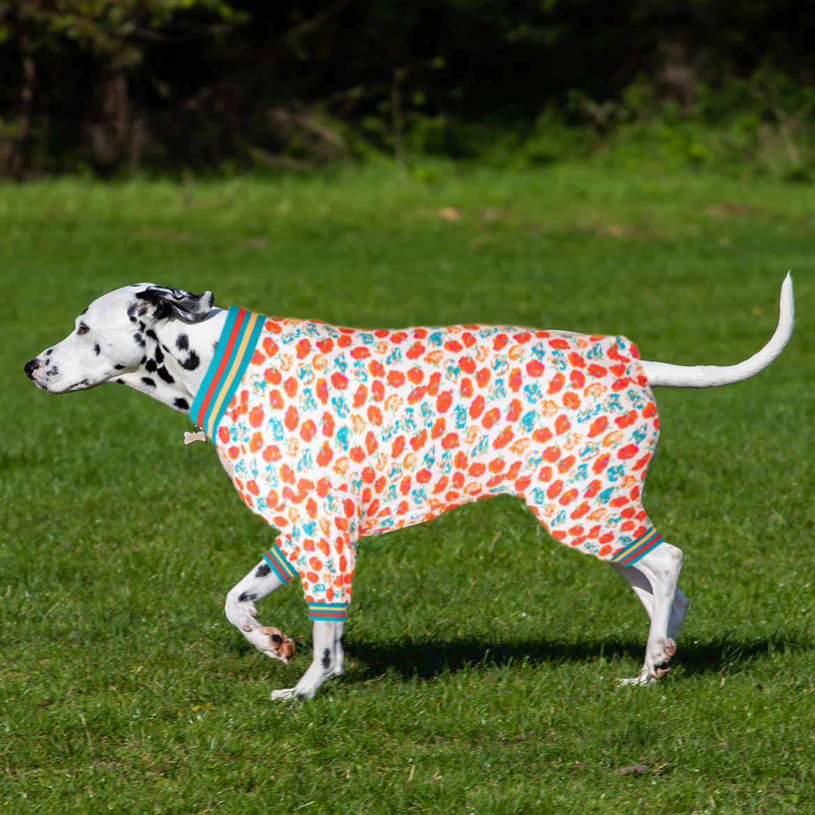 Camellia Flower Full-Body Dog Pajamas Recovery Onesie for Large Breeds