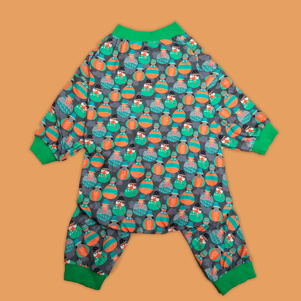 LovinPet Large Dog Onesie, Wound Care Cotton Dog Pajamas, Cozy Stretchy Fabric, Owls In Hot Air Balloons Dark Grey Prints Large Dog Pjs for Dogs Recovery Suit Party Pitbull Clothes