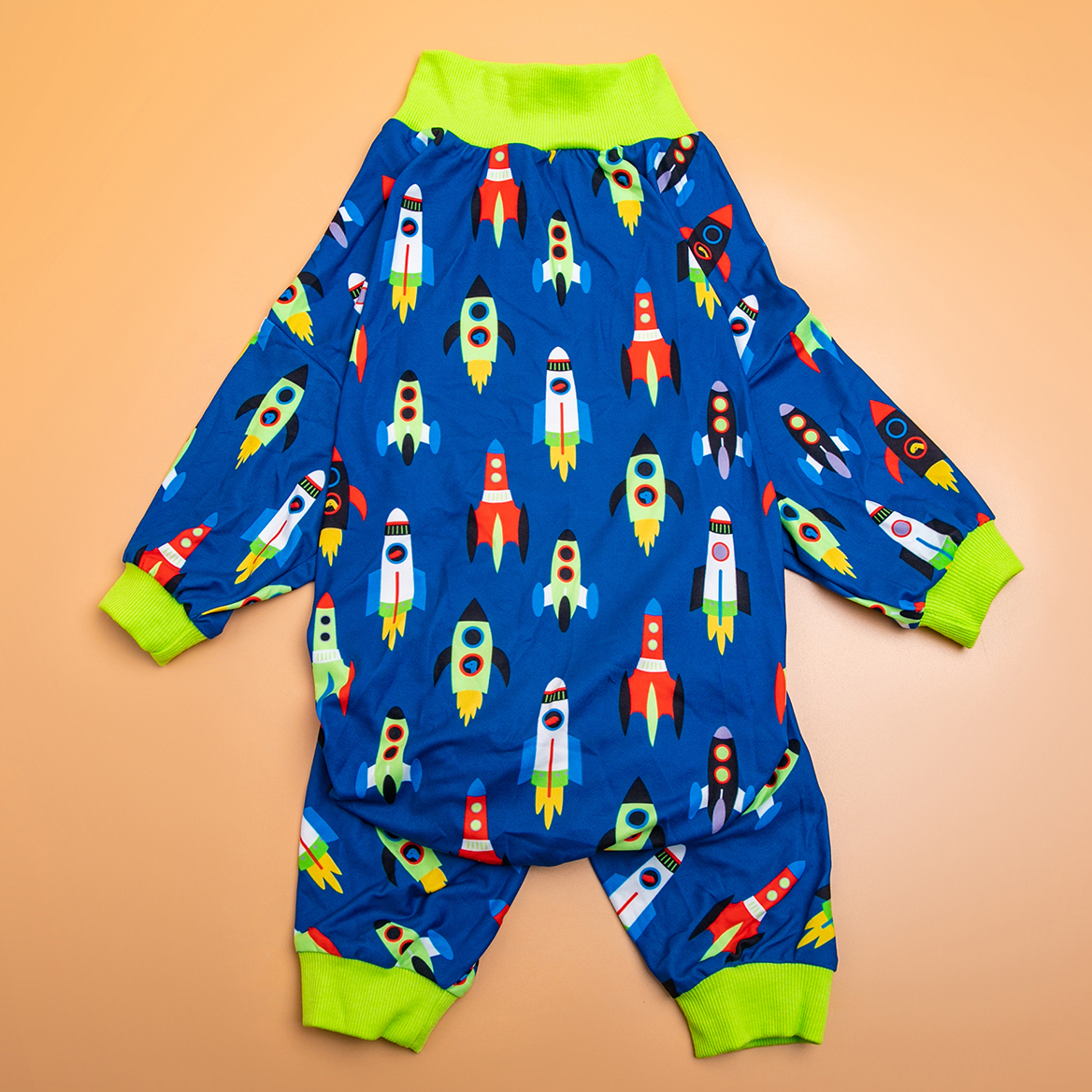 LovinPet Large Dog Pajamas Onesie - Rocket-Themed Space Print Sleepwear for Large Breeds