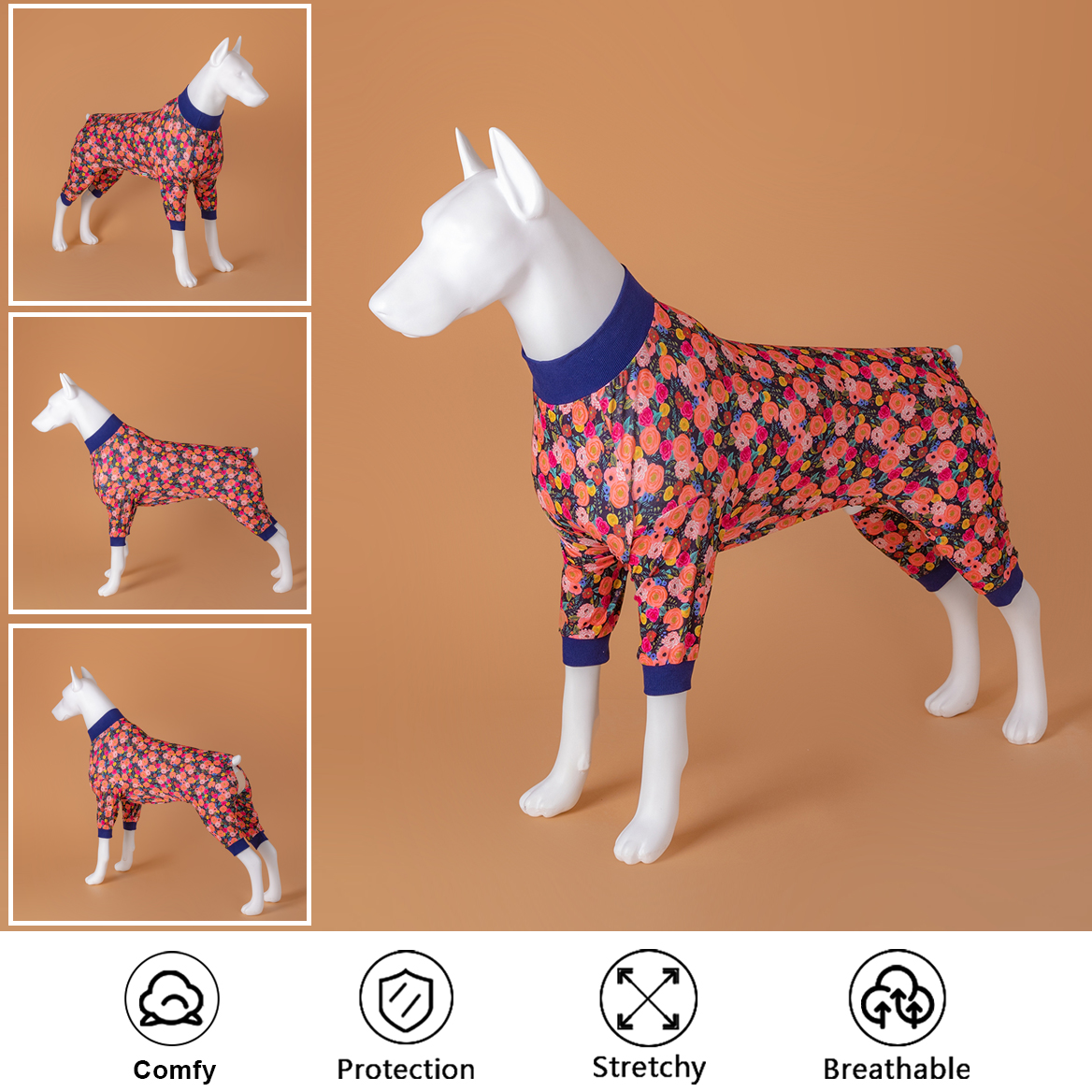 LovinPet Abstract Wildflower Design Full-Body Dog Recovery Onesie