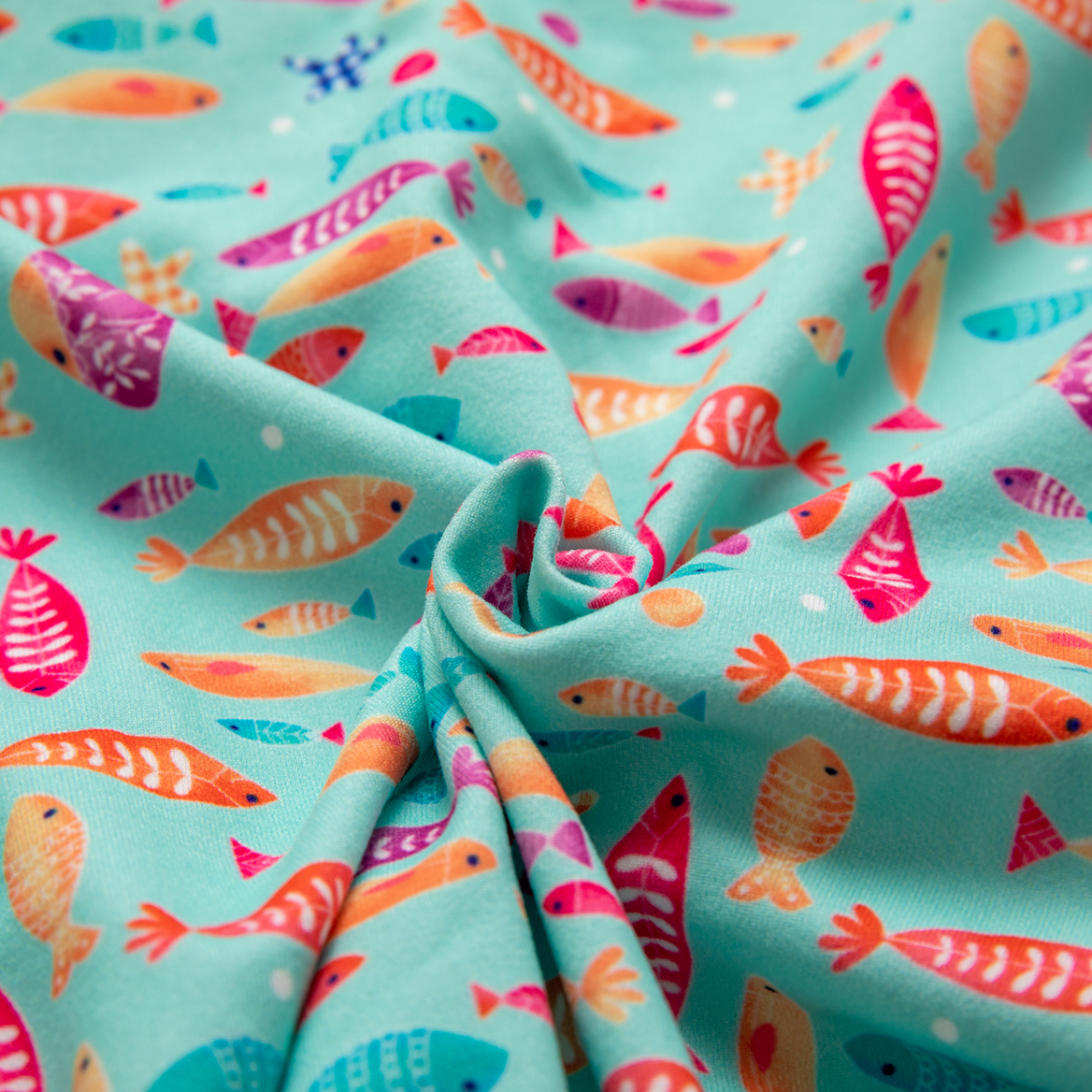 LovinPet Large Dog Post Recovery Suit - Playful Fish Design on Turquoise Background