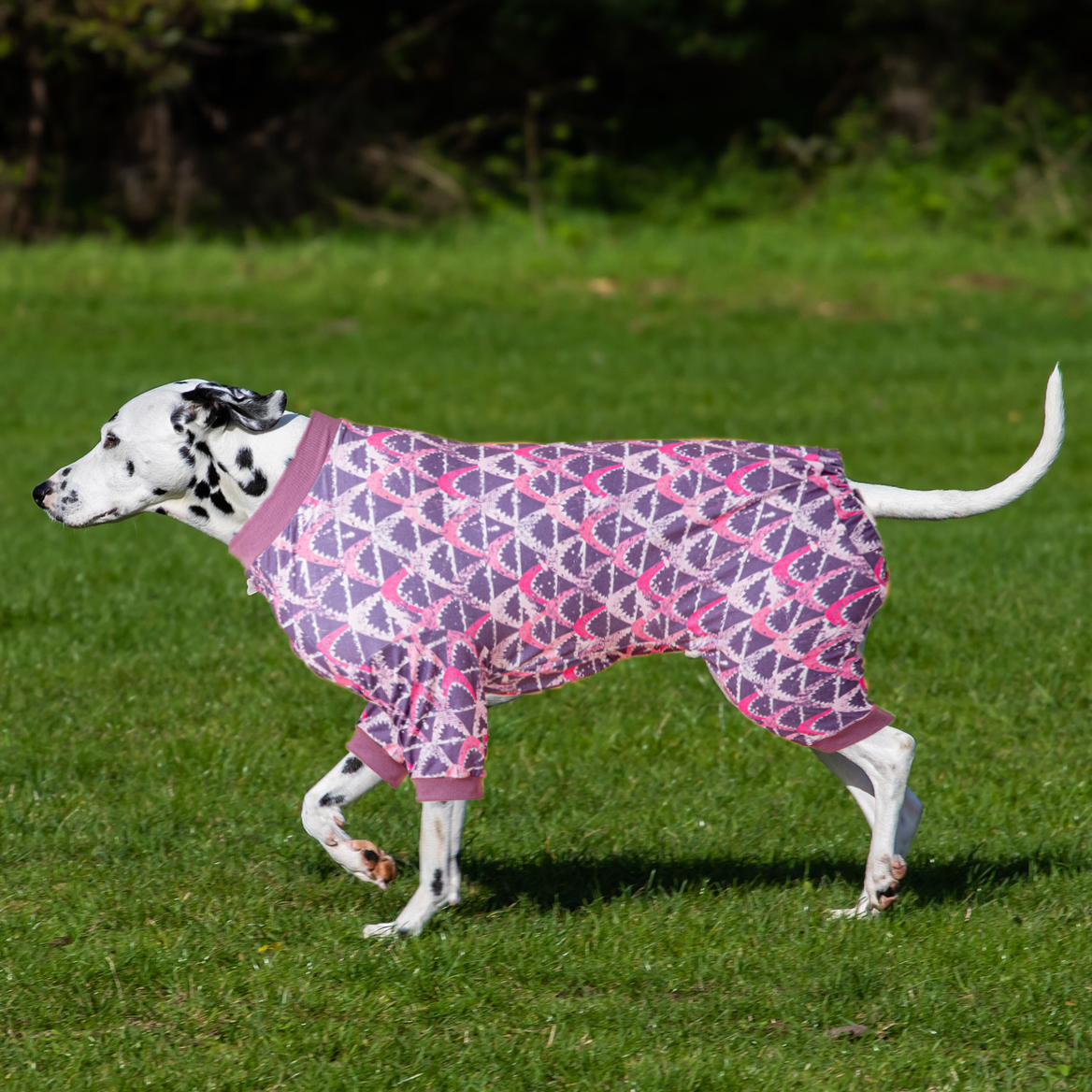 LovinPet Big Dog Recovery Suit Pajama Onesie - Pink Wave Design